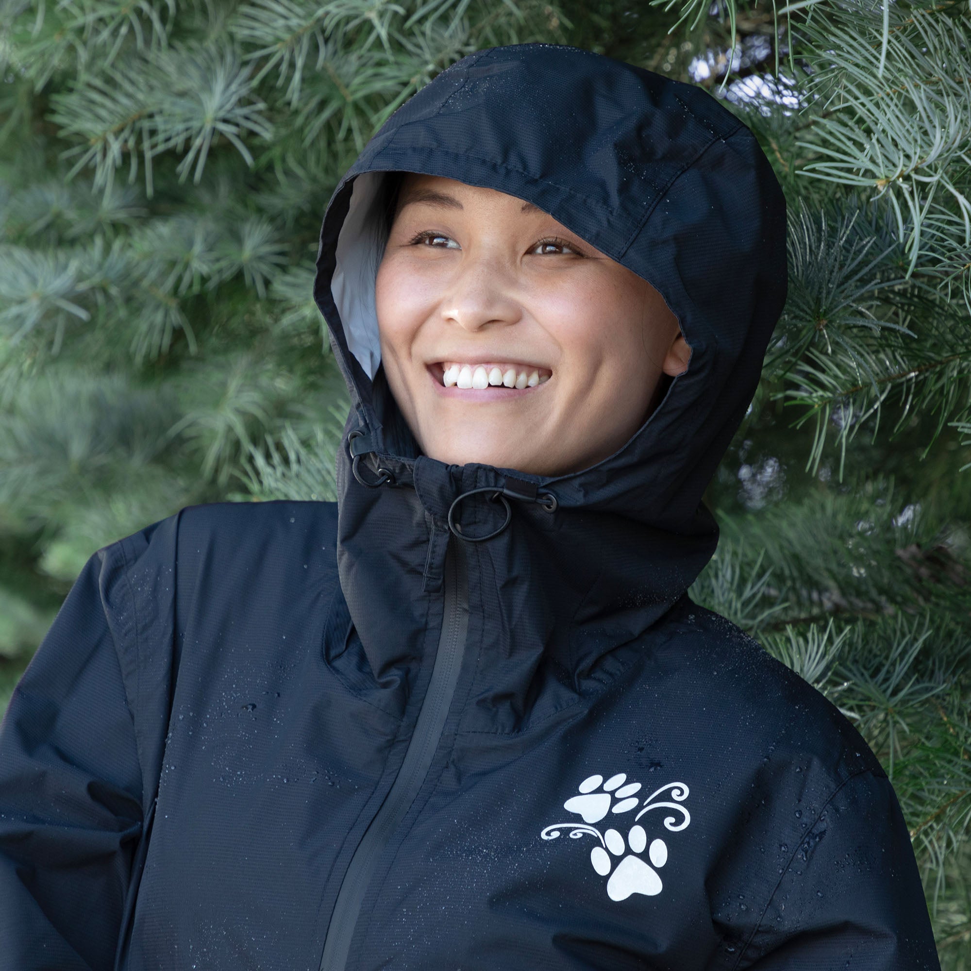 Reflective Paw Print Rain Jacket with Zippered Pockets、mySite、camillekostekn