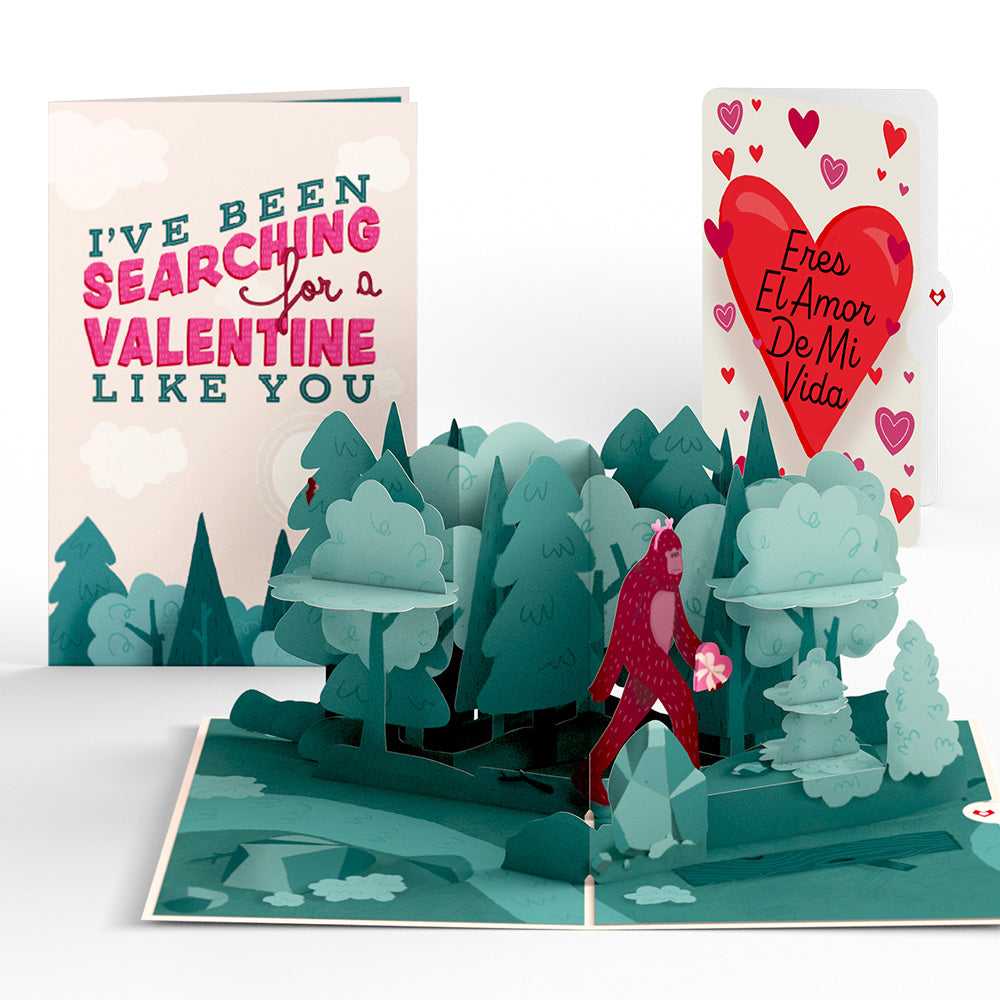 Searching for a Valentine Like You Bigfoot Eres El Amor De Mi Vida Valentine Pop-Up Card and Sentiment Set、mySite、solidvoid