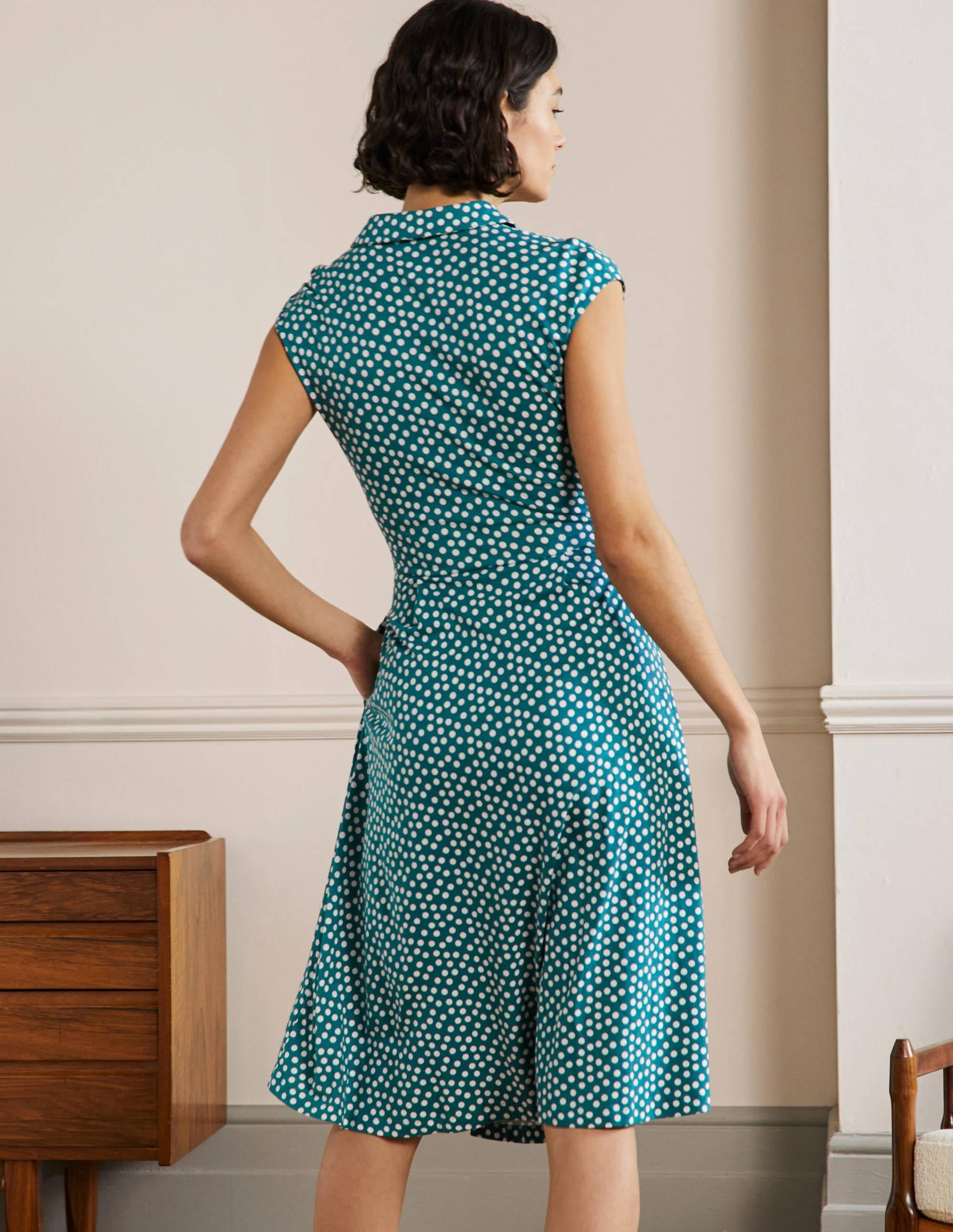  Tie Waist Jersey Shirt Dress-Colonial Blue, Scattered Dot、mySite、ashleygrahame