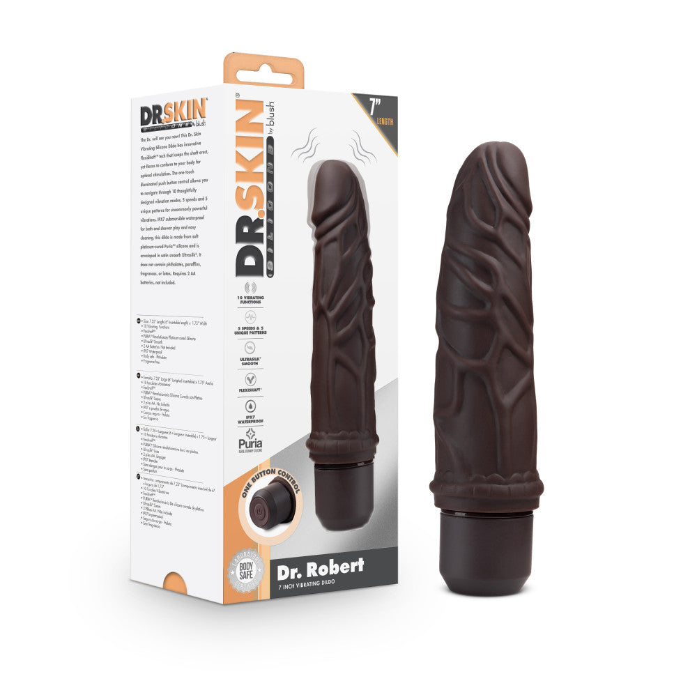 Dr. Skin Silicone By Blush® | Dr. Robert Brown 7.25-Inch Long Vibrating Dildo、mySite、bottomscart