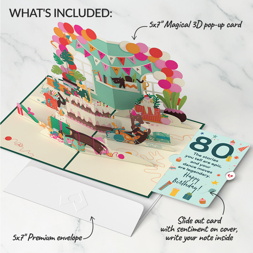 Party Cats 80th Birthday Pop-Up Card and Sentiment Set、mySite、solidvoid