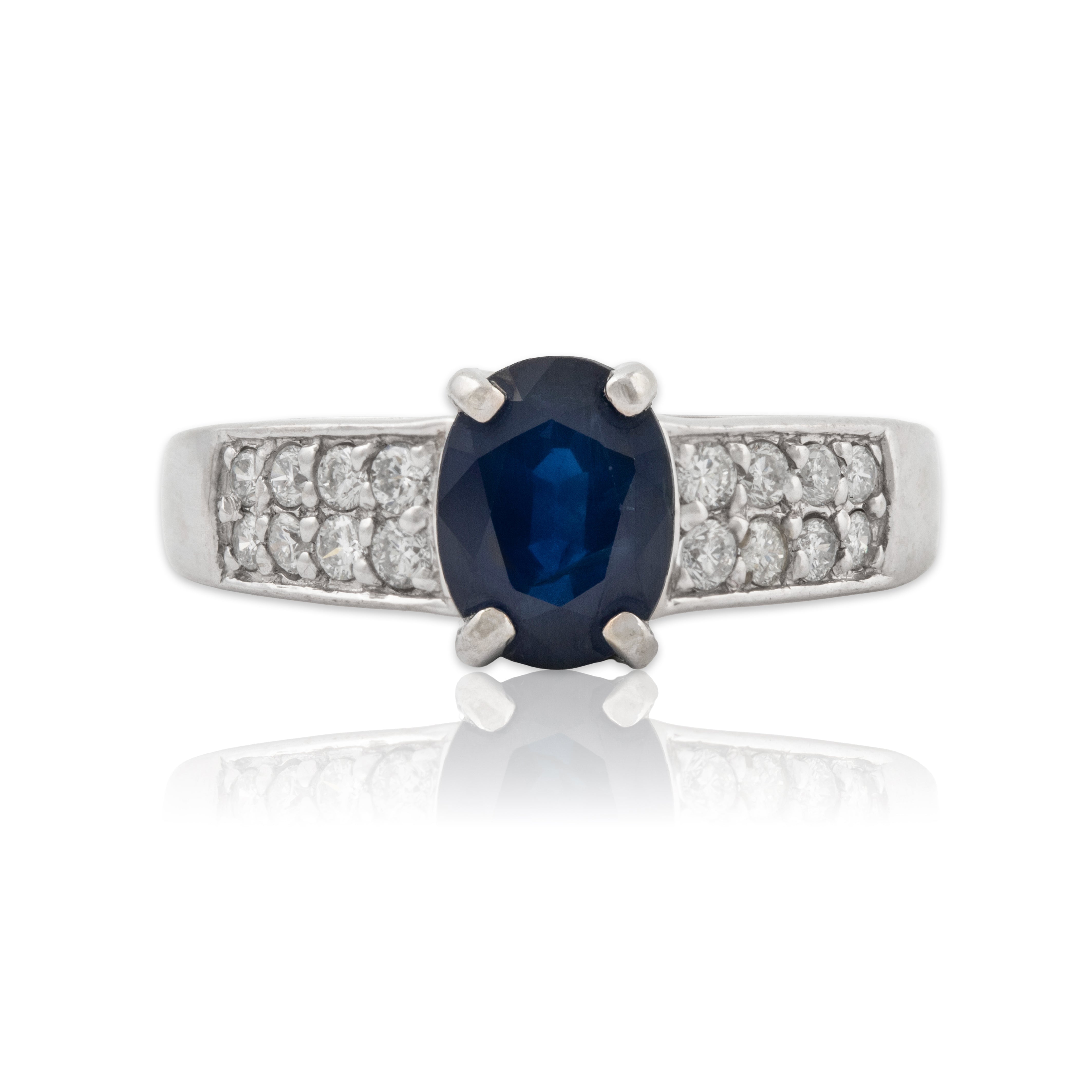 Vintage 14k White Gold 1.53ct Blue Sapphire .336cttw Diamond Statement Ring 6.50、mySite、hinf8tx79