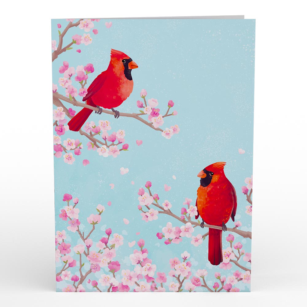Cherry Blossom Basket with Cardinals Pop-Up Card、mySite、solidvoid