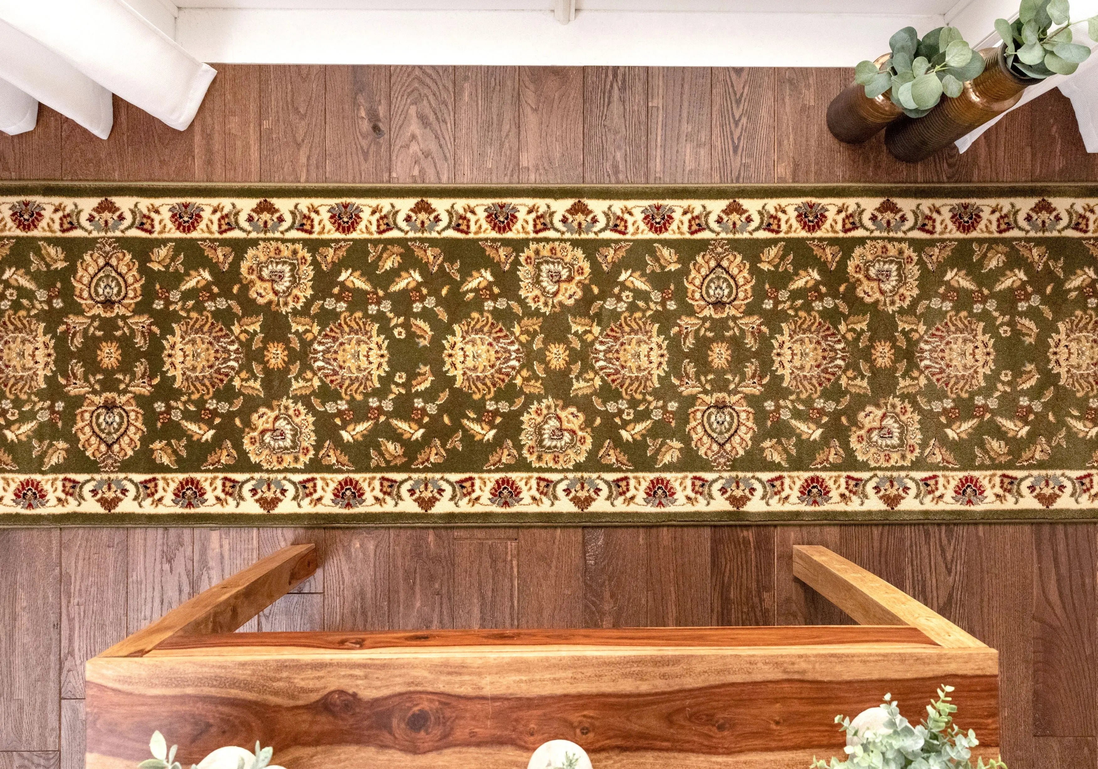 Abbasi Custom Size Runner Traditional Green Choose Your Width x Choose Your Length Hallway Runner Rug、mySite、gigharbornorthrealestate