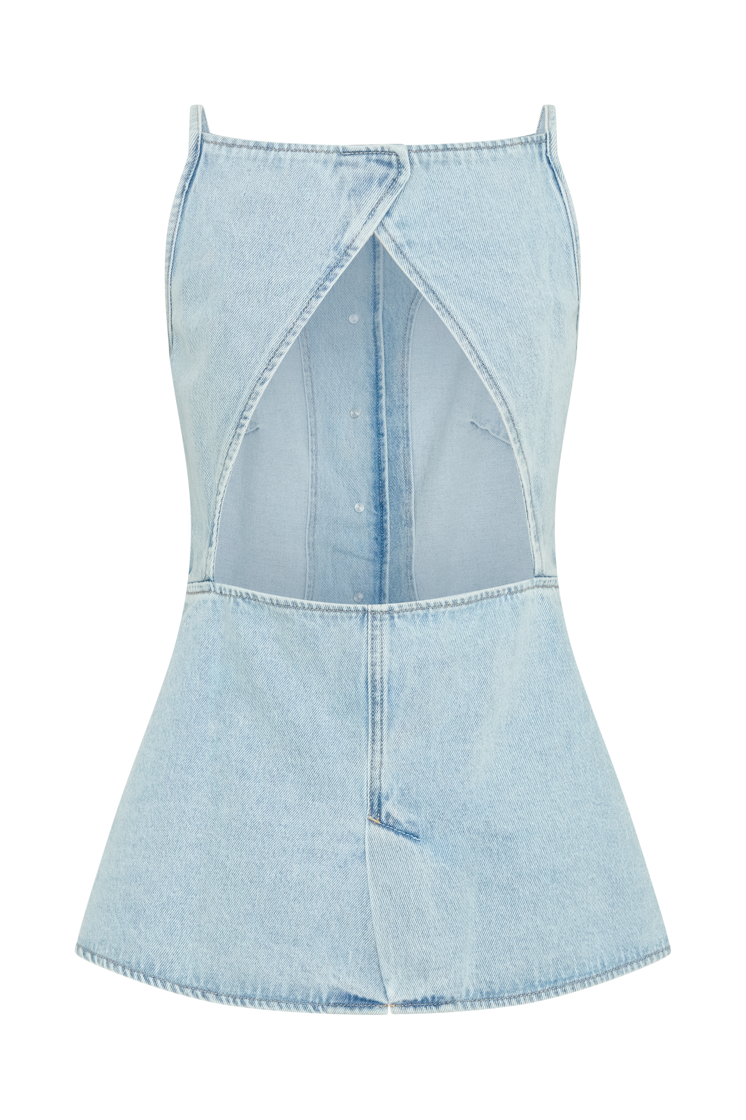 Ashton Sleeveless Button Denim Top - Light Blue、mySite、solidvoid
