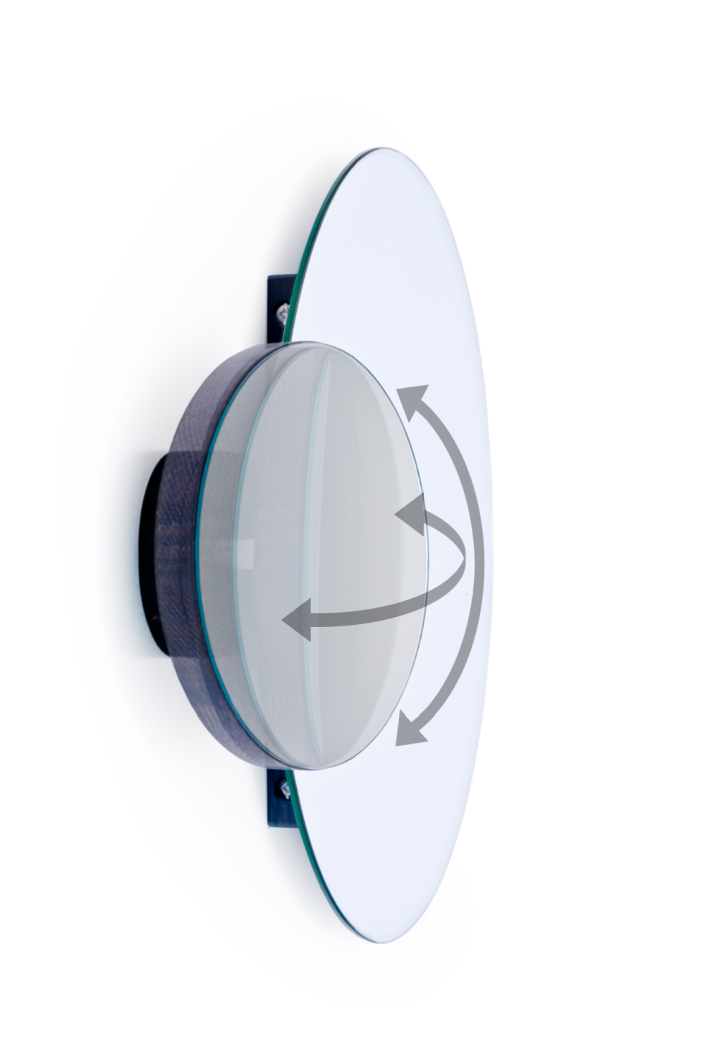 Oak Round Wall Mirror with Fixed Magnifier | Wireworks Eclipse、mySite、neckold