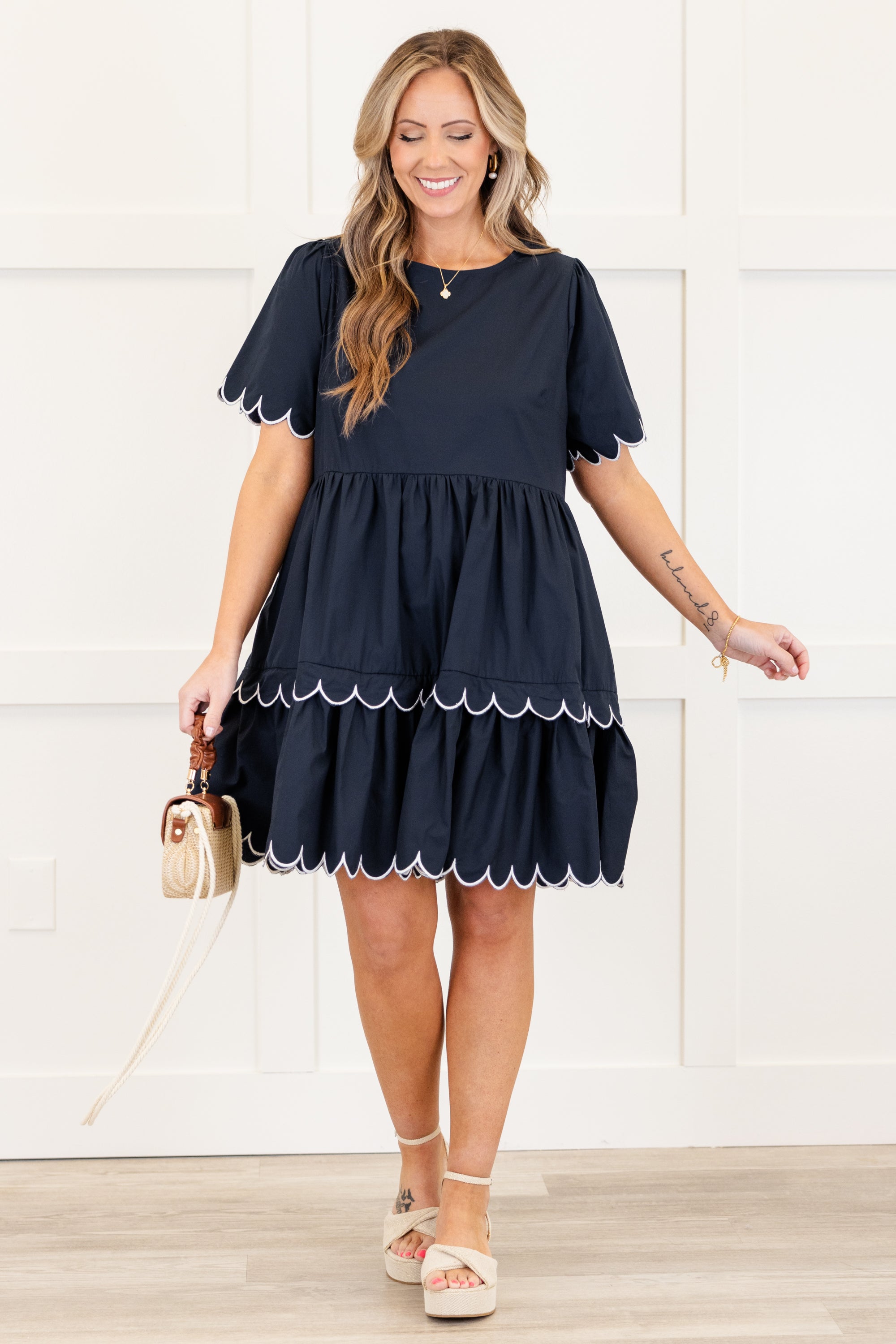  Hummingbird's Haven Dress, Navy、mySite、justintrudeaud