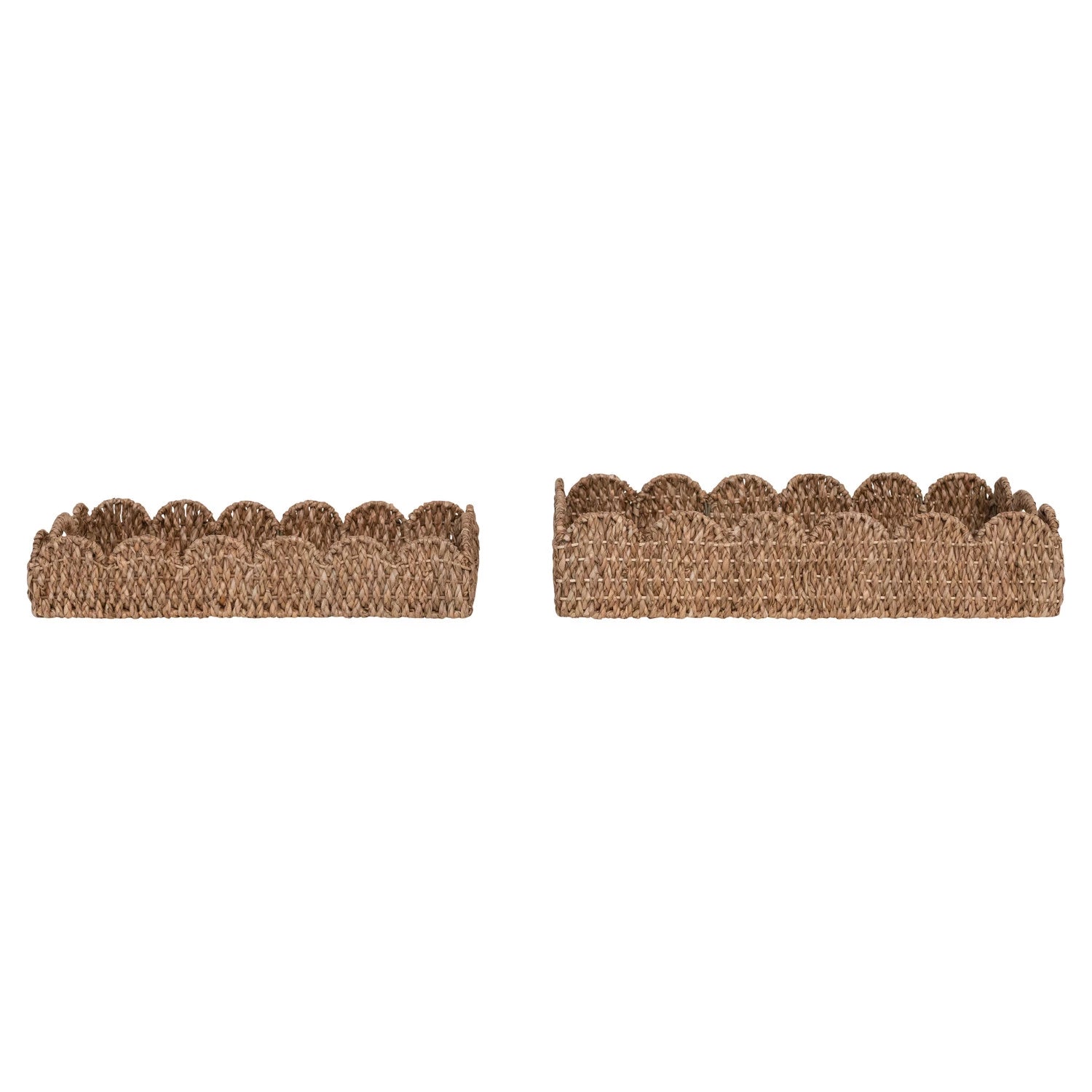  Decorative Braided Bankuan Trays with Handles & Scalloped Edge, Set of 2、mySite、elrpsem3k