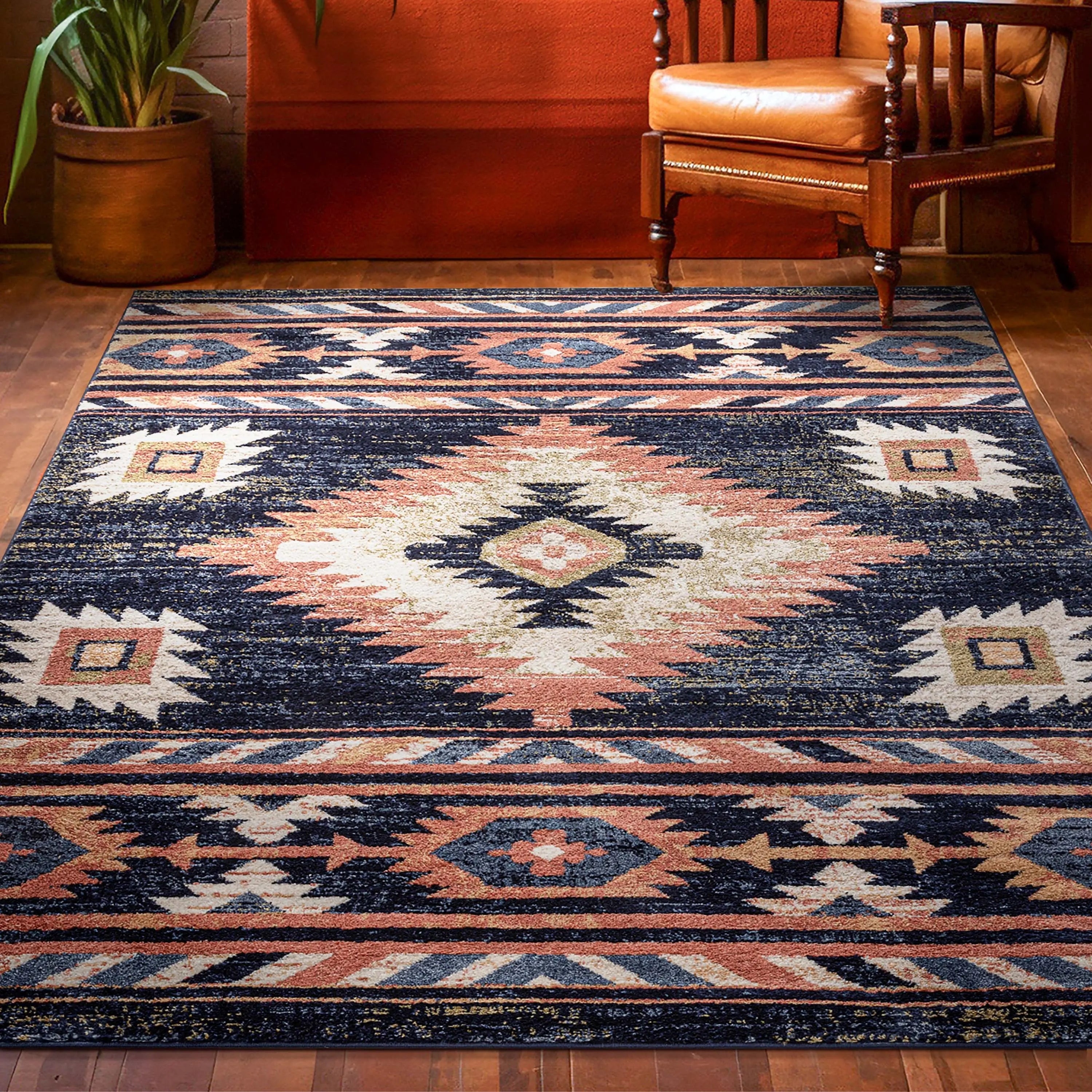 Lea Blue Traditional Southwestern Tribal Rug、mySite、gigharbornorthrealestate