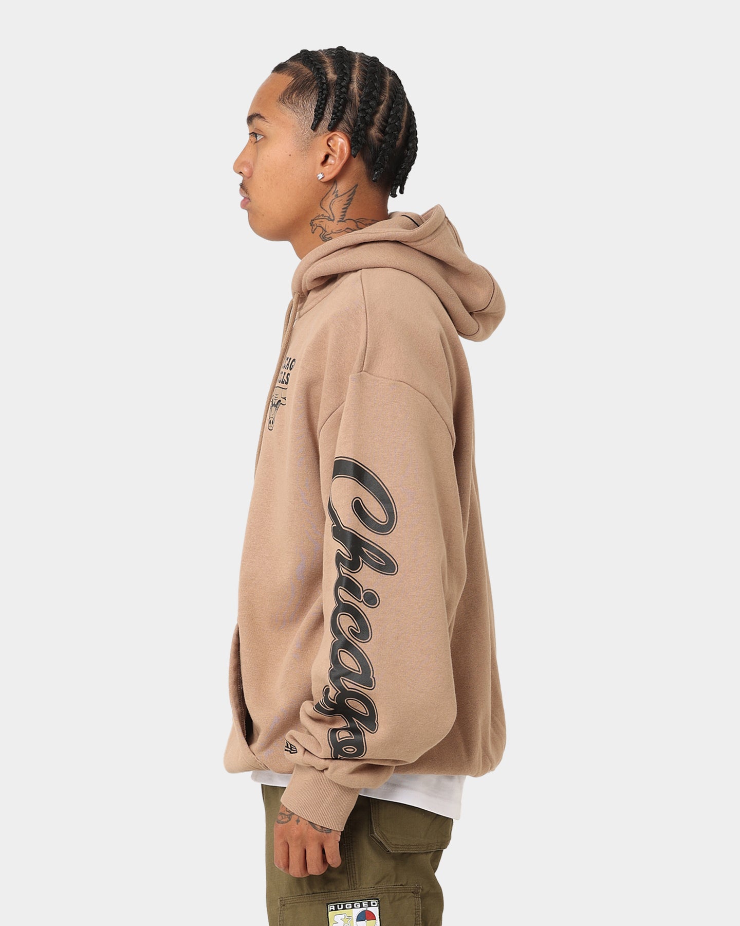 New Era Chicago Bulls Sleeve Script Hoodie Khaki/Black、mySite、zt4zffjzw