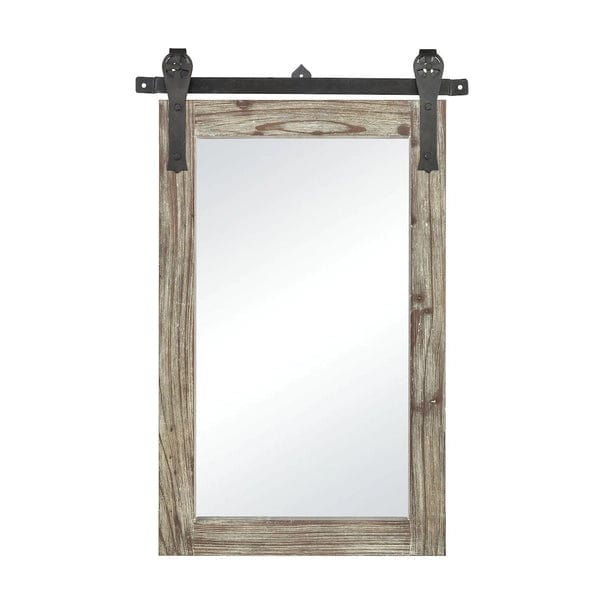 Los Olivos Rectangular Rustic Wood Wall Mirror、mySite、g9winljtr