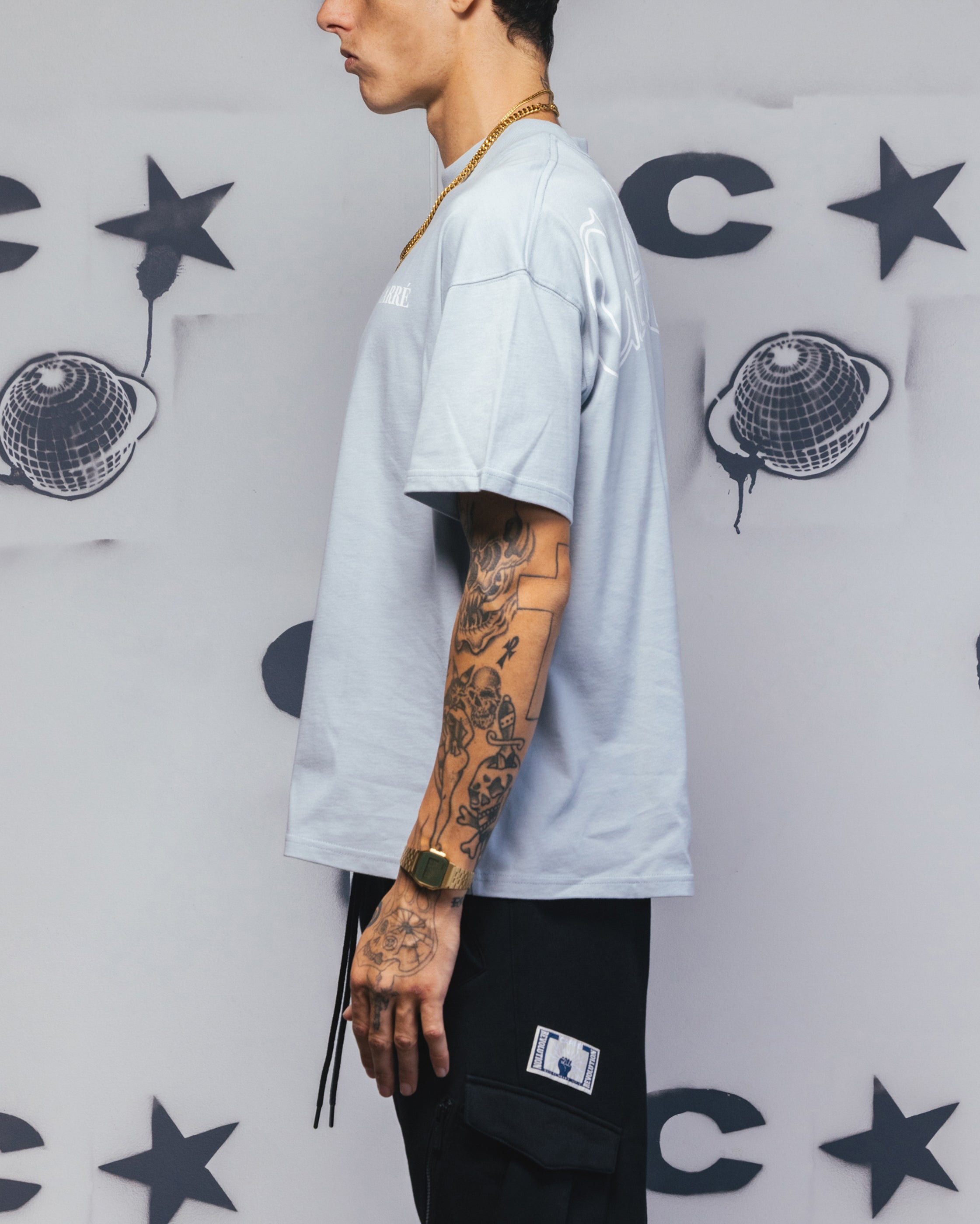 Carre Bloom T-Shirt Dirty Blue、mySite、zt4zffjzw