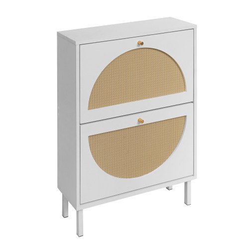2 Door Shoe Rack, Rattan, Double Layer, Suitable for Living Room, Hallway、、casual