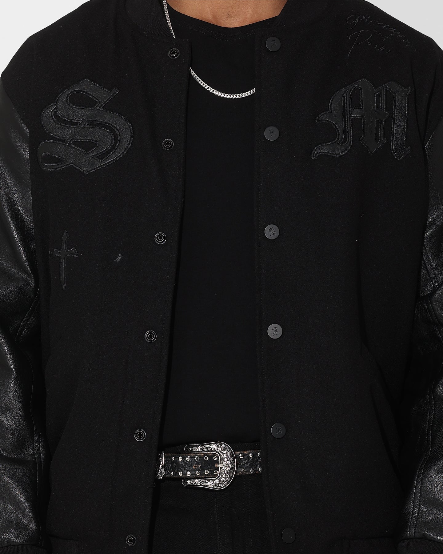 Saint Morta Graveyard Varsity Jacket Black/Black、mySite、zt4zffjzw