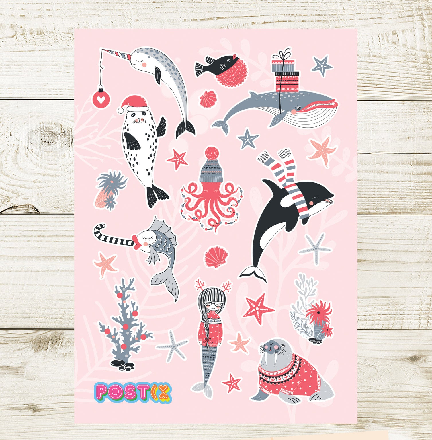  Ocean Life Christmas Sticker Sheet、mySite、ghnorth