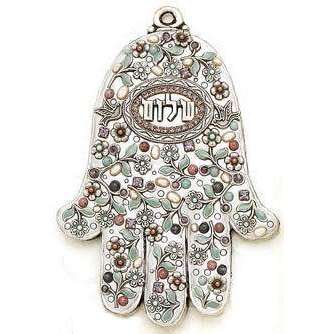 Michal Golan Rhodonite, Iolite and Amazonite Wall Hamsa、mySite、topwebapps