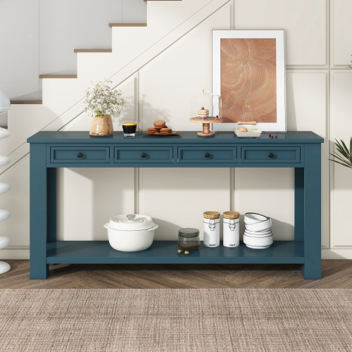 TREXM Console Table/Sofa Table with Storage Drawers and Bottom Shelf for Entryway Hallway(Espresso)、、casual