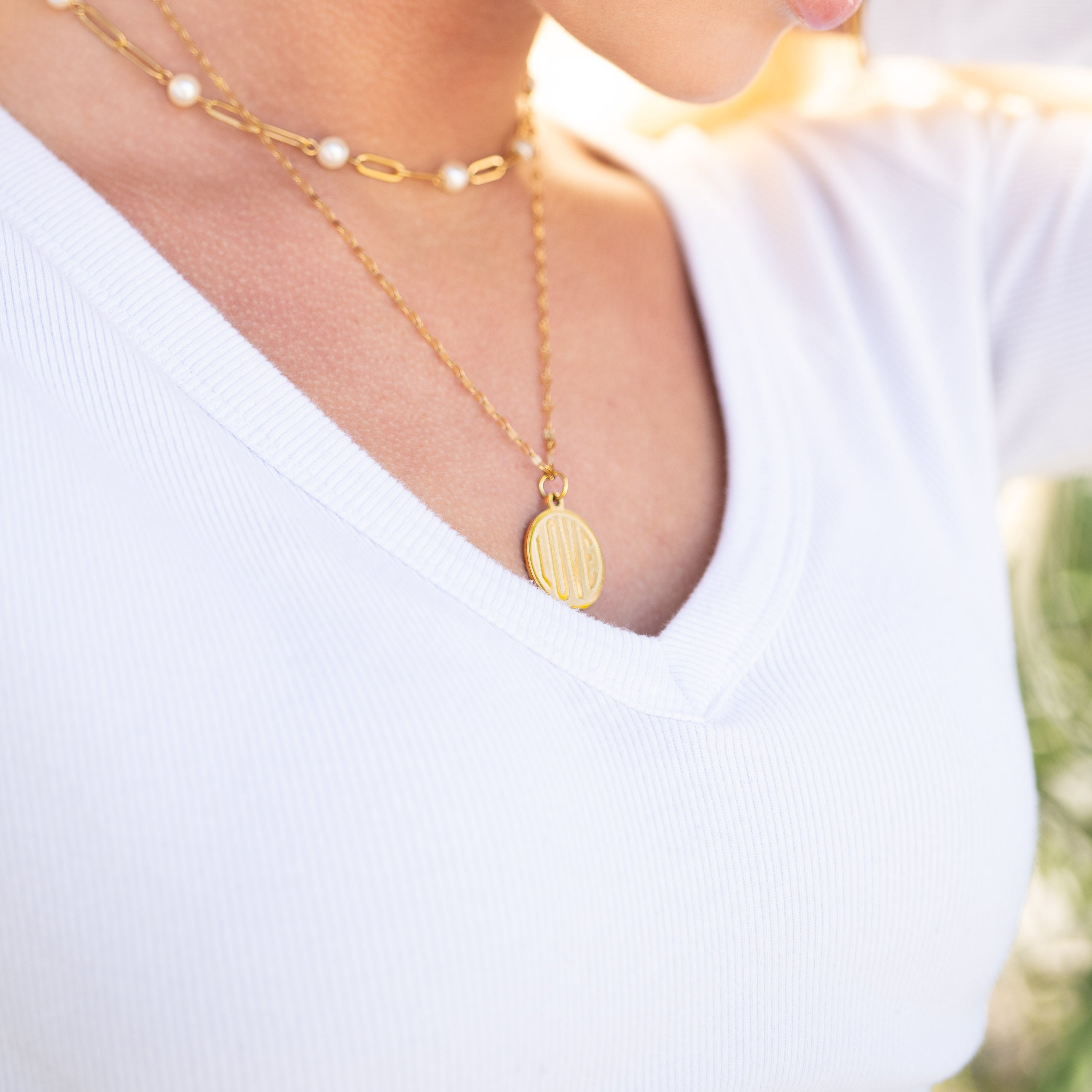 18K Gold PVD Stainless Steel Round Love Charm / PDL0254、mySite、dreamappss