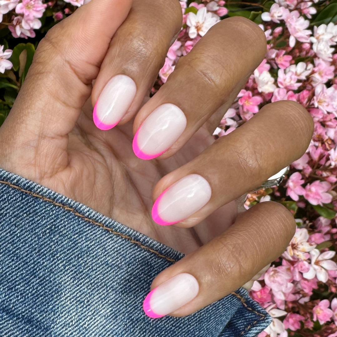 Flamingo French | Medium | Oval - Tab Press-On、mySite、solidvoid