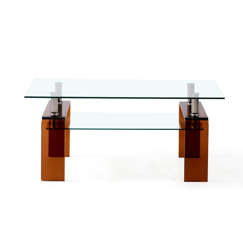 Tempered Black Glass Coffee Table, 2-Layers Tea Table、、casual