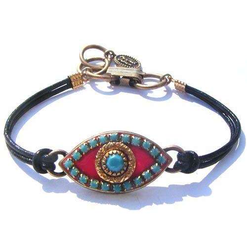 Michal Golan Blue Stone and Hot Pink Evil Eye Wrap Bracelet、mySite、topwebapps