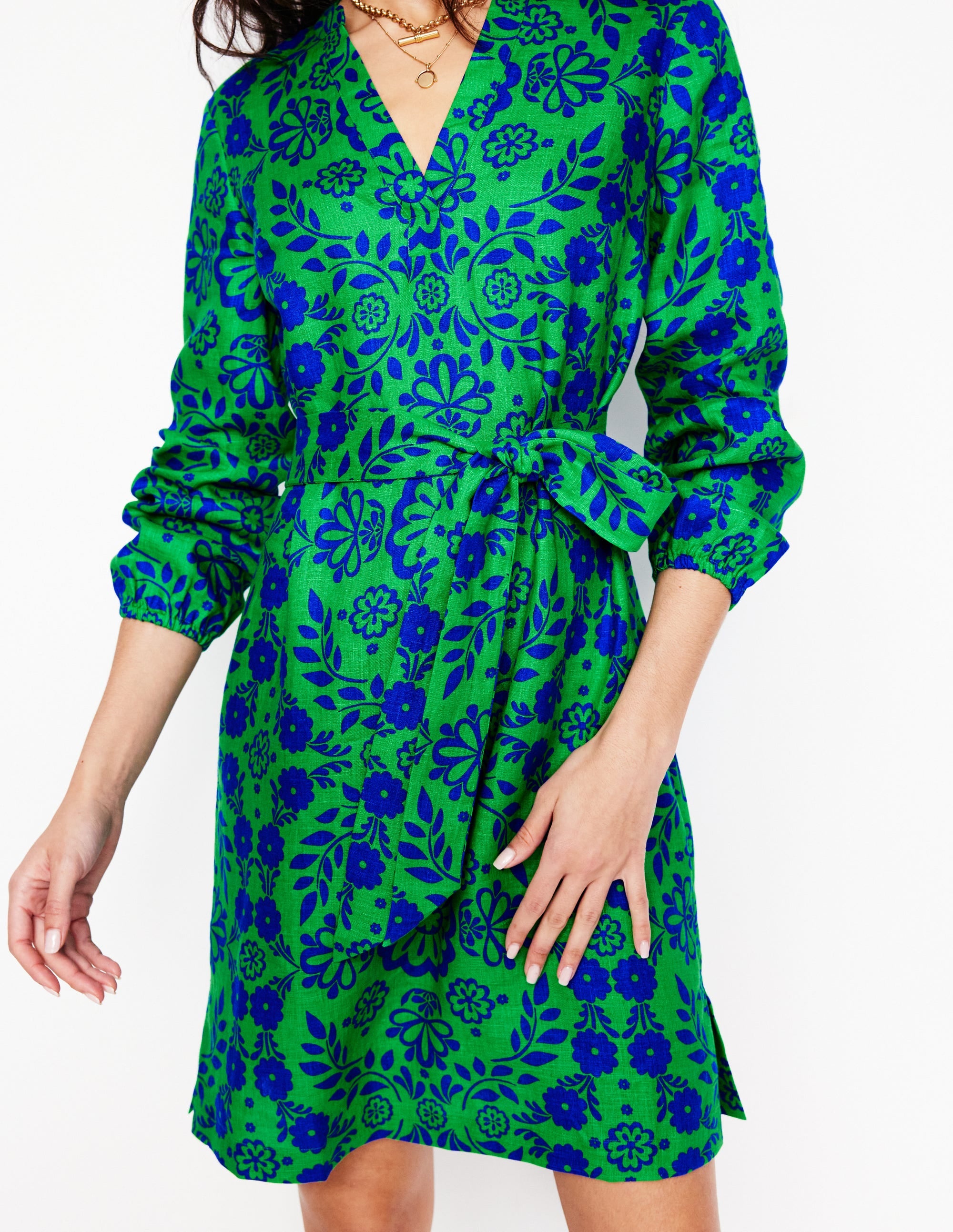  Cleo Tie Waist Linen Dress-Aleo, Structured Meadow、mySite、ashleygrahame