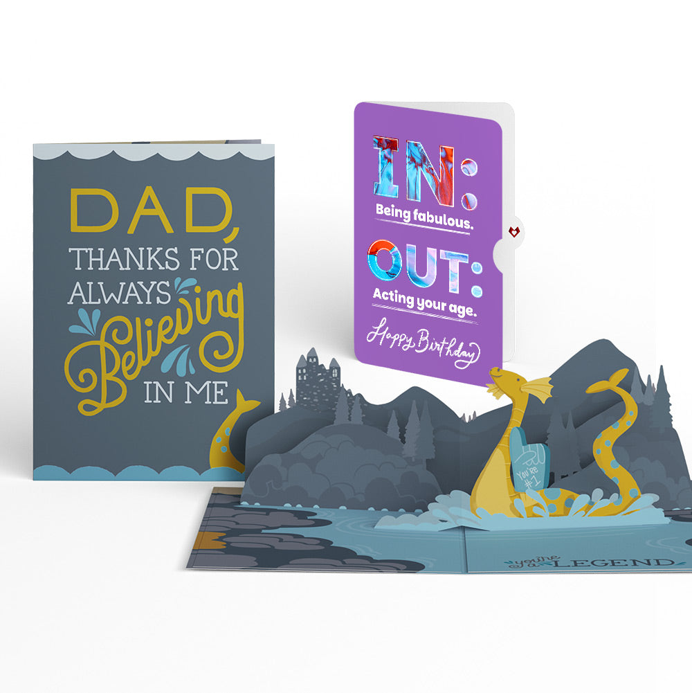 Dad You're a Legend Loch Ness Monster Birthday Pop-Up Card and IN & OUT Sentiment Set、mySite、solidvoid