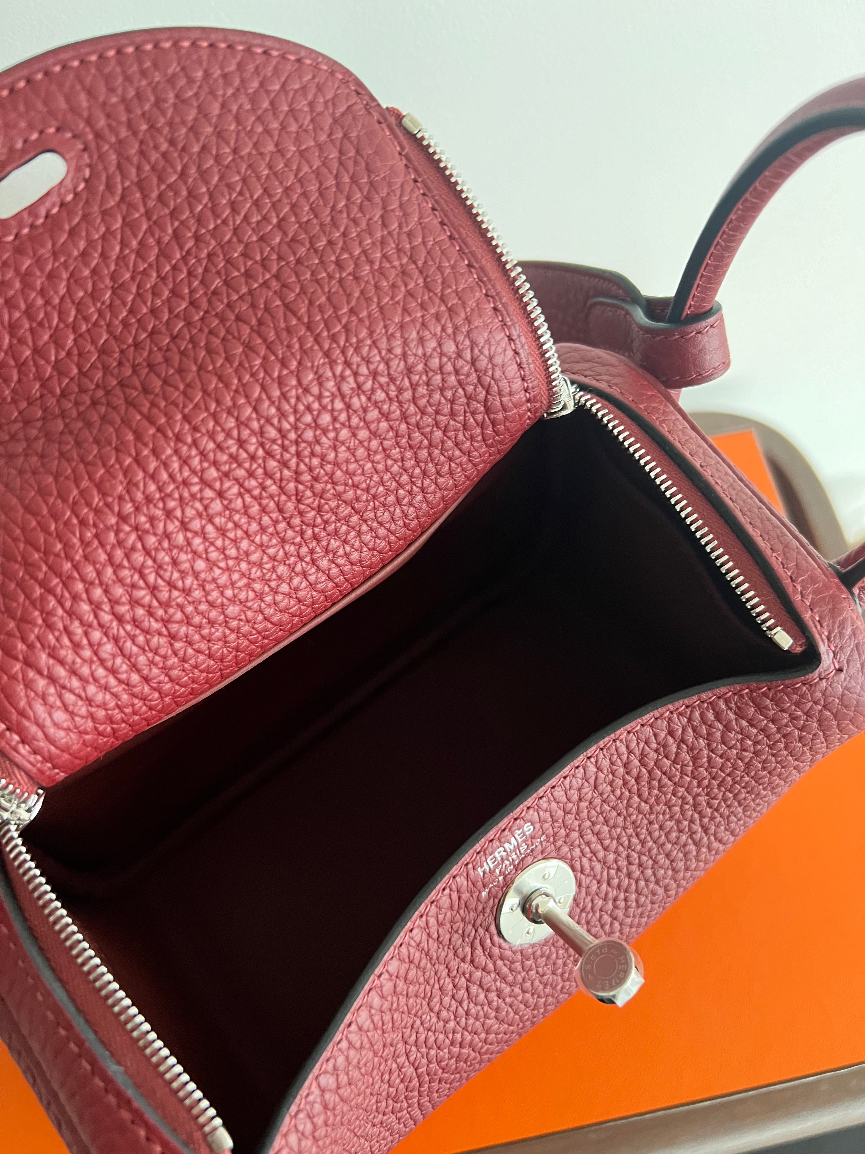 Hermès Mini Lindy Rouge H Clemence PHW、mySite、garminoutage.com