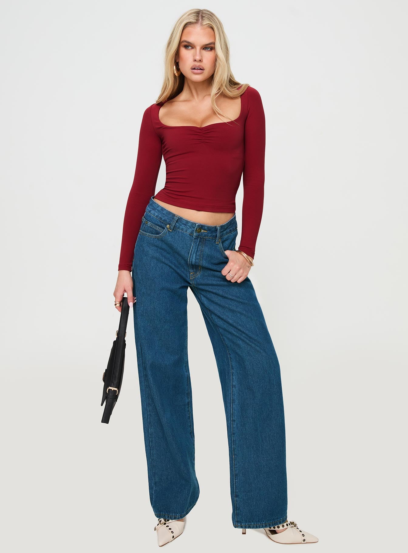 Selenie Long Sleeve Top Red、mySite、solidvoid