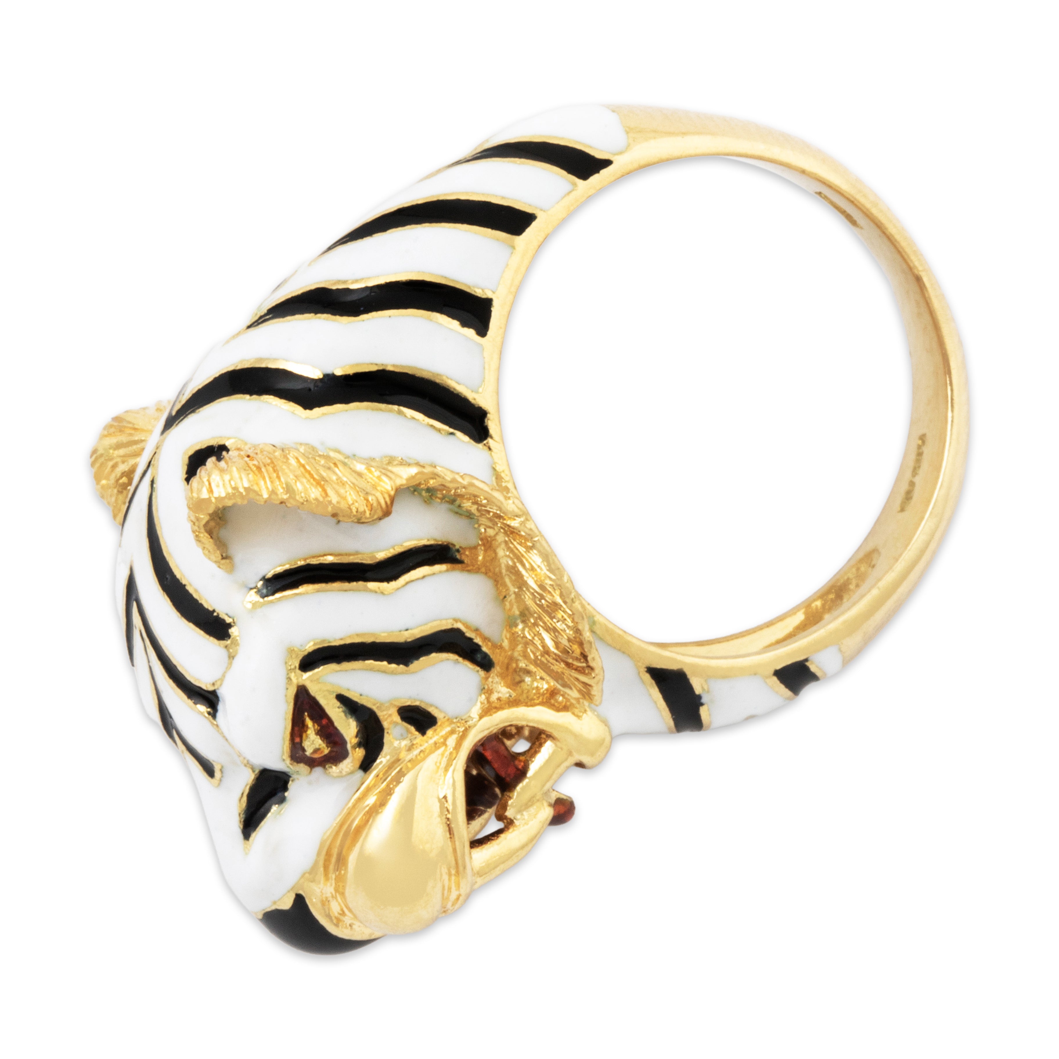 Vintage Heavy 18k Yellow Gold Enamel Fabulous Figural Tiger Ring 5.00、mySite、hinf8tx79