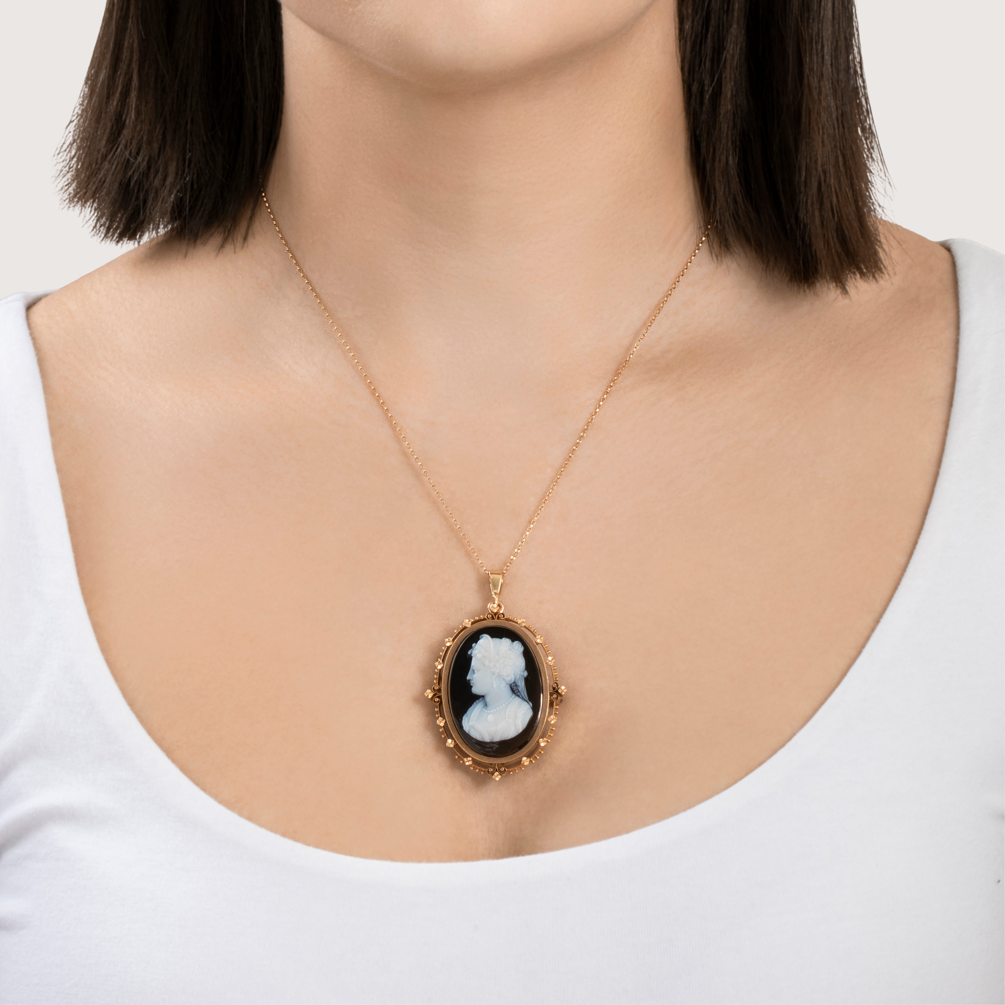 Antique Victorian Large 14k Rosy Yellow Gold 16ct Sardonyx Cameo Pin / Pendant、mySite、hinf8tx79