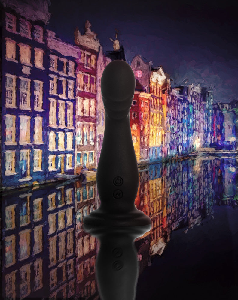 Impressions By Blush® | Amsterdam Black 6.75-Inch Long Rechargeable Vibrating Dildo With Suction Cup Base、mySite、bottomscart
