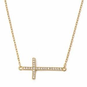 Gold 14K and Diamond Sideways Cross Jewelry, Bracelet Double Strand 14K Yellow Gold、mySite、g9winljtr