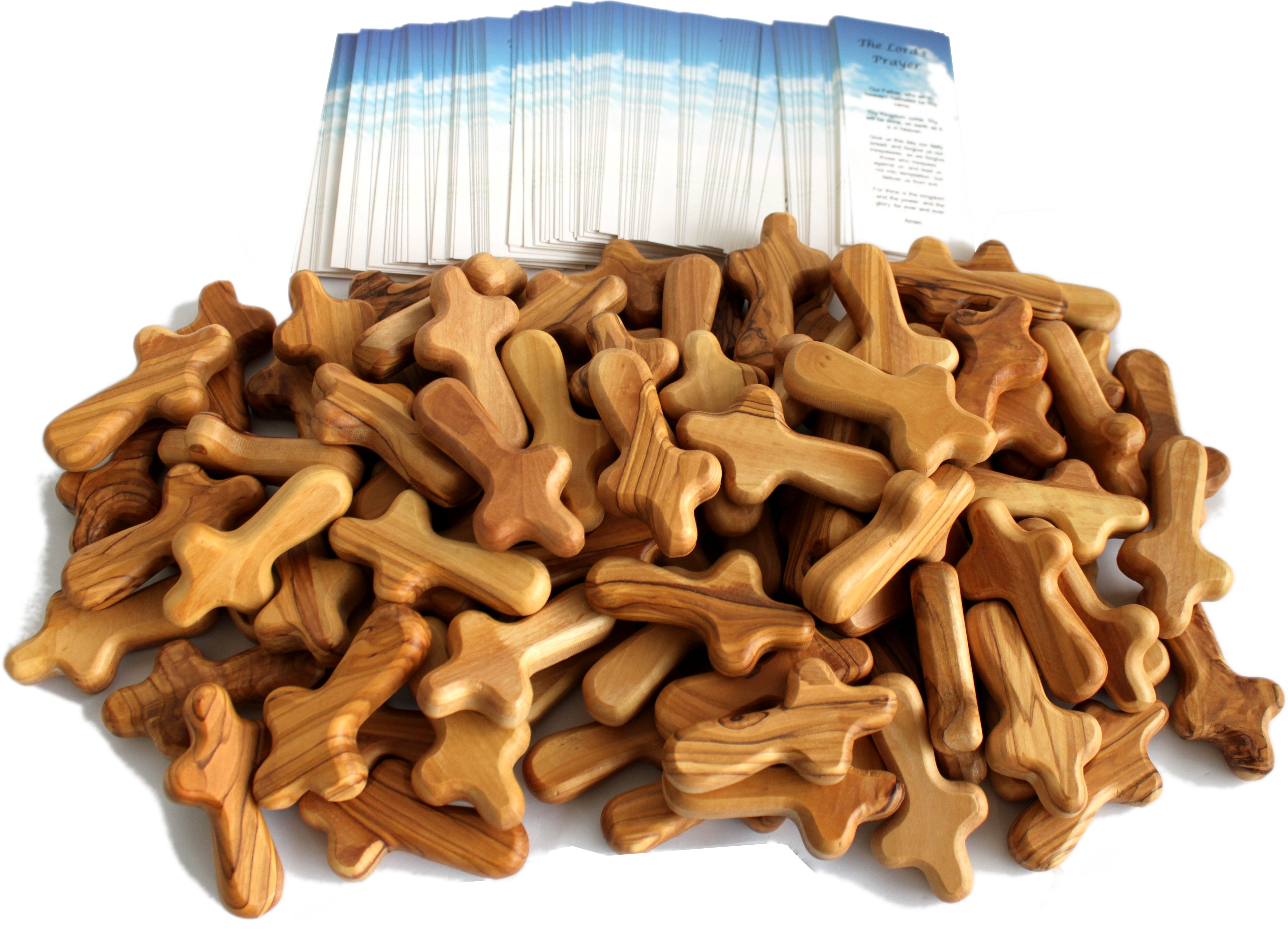 Holy Land Market 6 Small Olive Wood Pocket/Holding Crosses - 2.75 Inches each with Certificate from Bethlehem、mySite、topwebapps