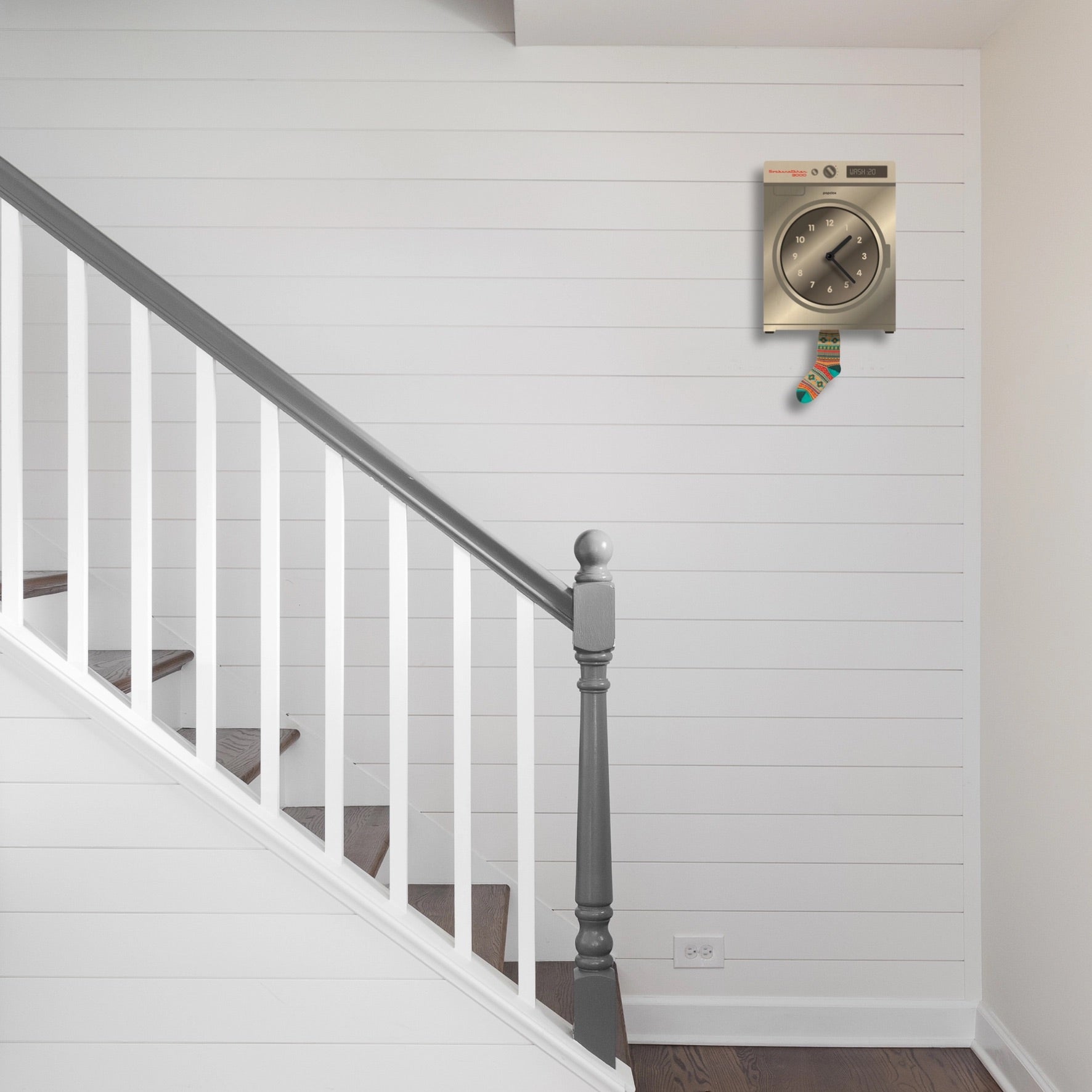 Washing Machine Pendulum Clock - Wood、mySite、g9winljtr