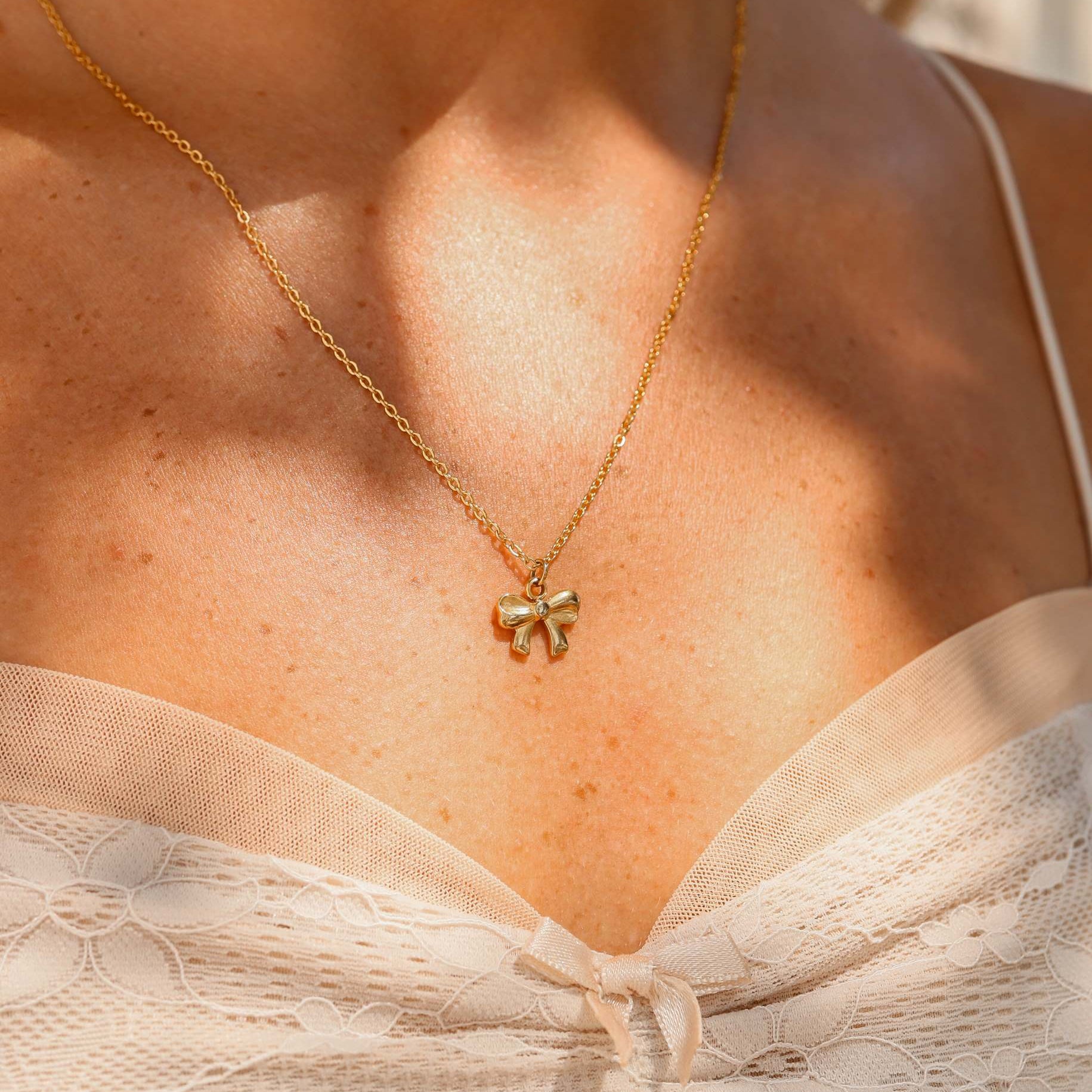 18K Gold PVD Stainless Steel Ribbon Bow Charm / PDL0143、mySite、dreamappss