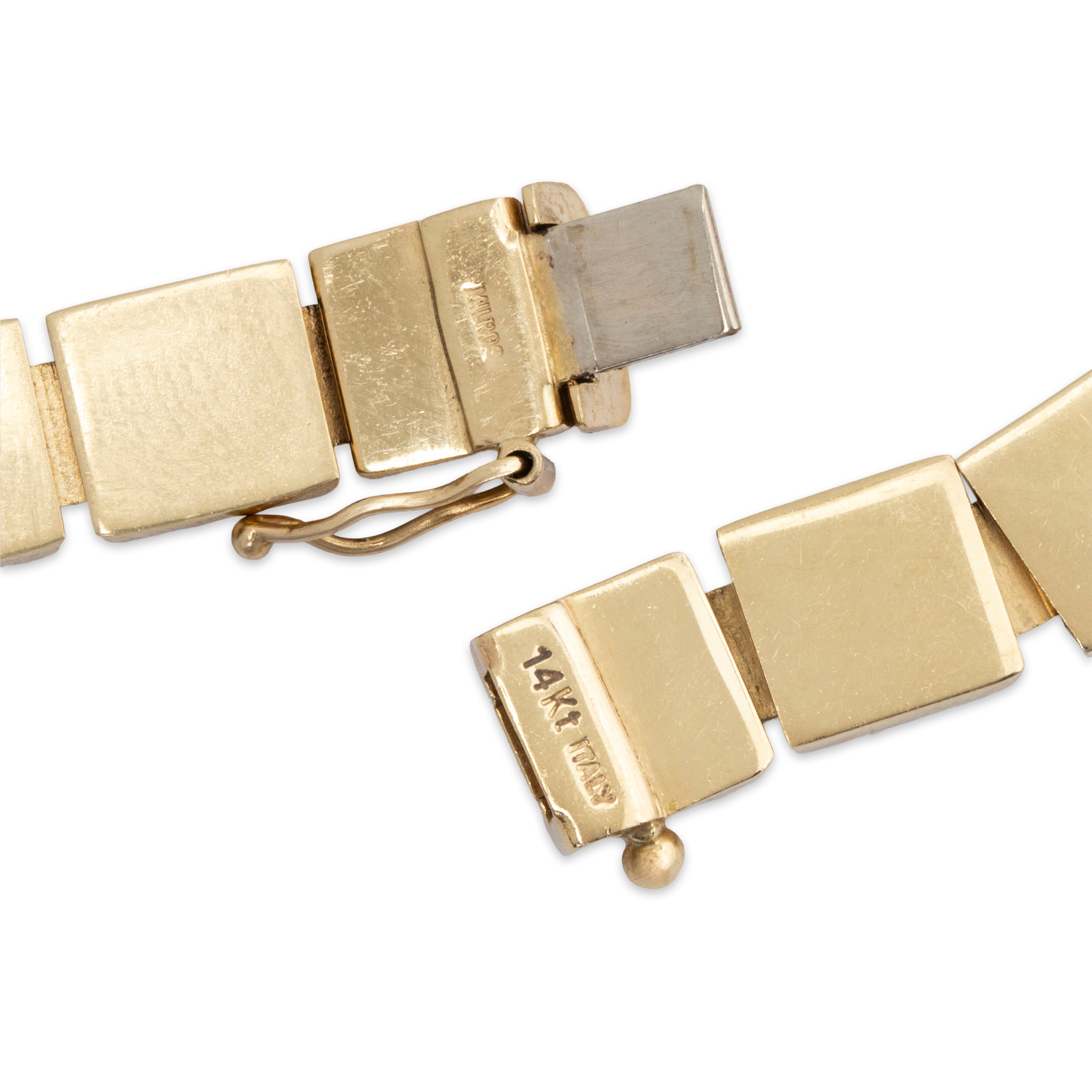 Vintage Italian 14k Yellow Gold Brushed & Polished Statement Necklace 17、mySite、hinf8tx79