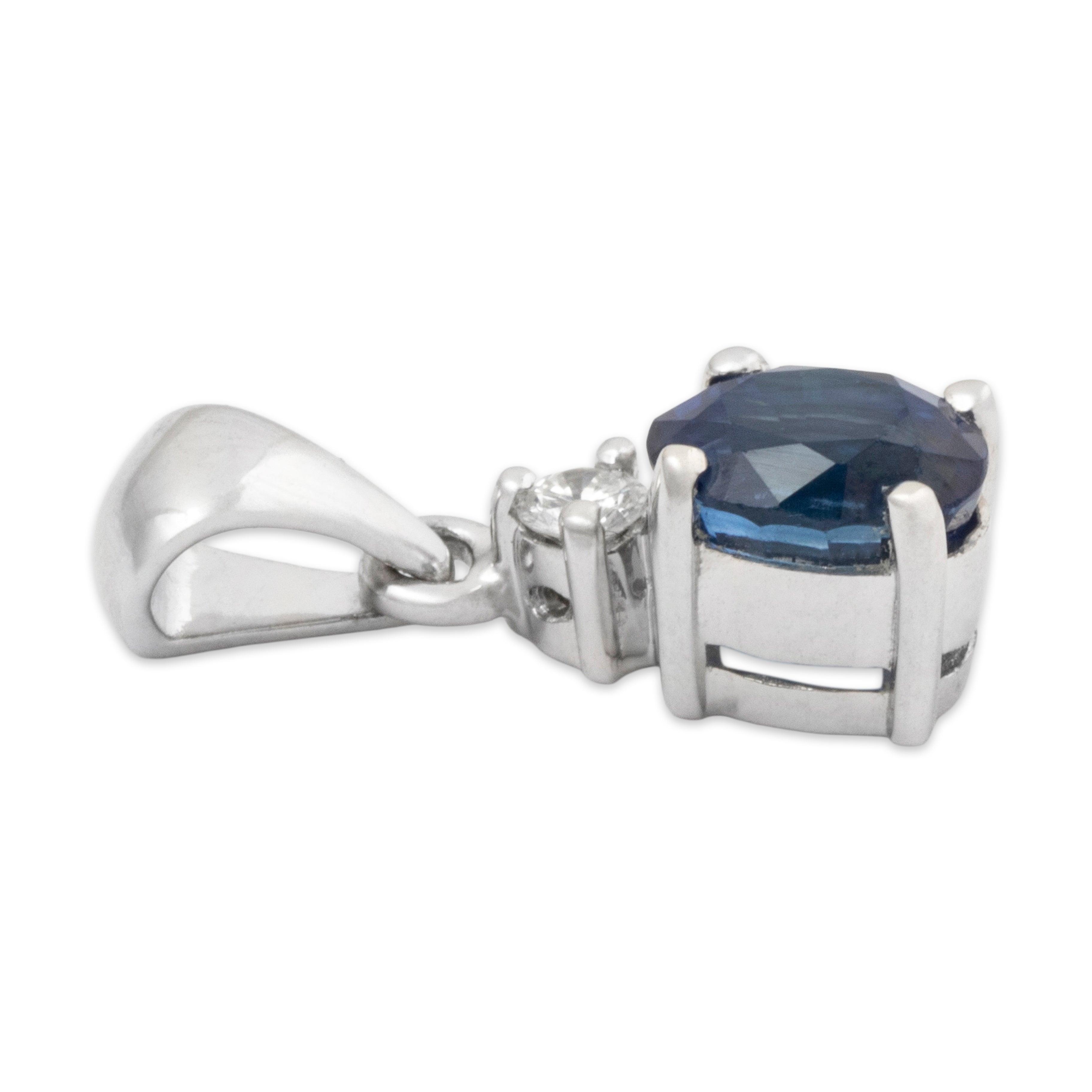 Vintage 18k White Gold 1.25ct Blue Sapphire Diamond Pendant、mySite、hinf8tx79