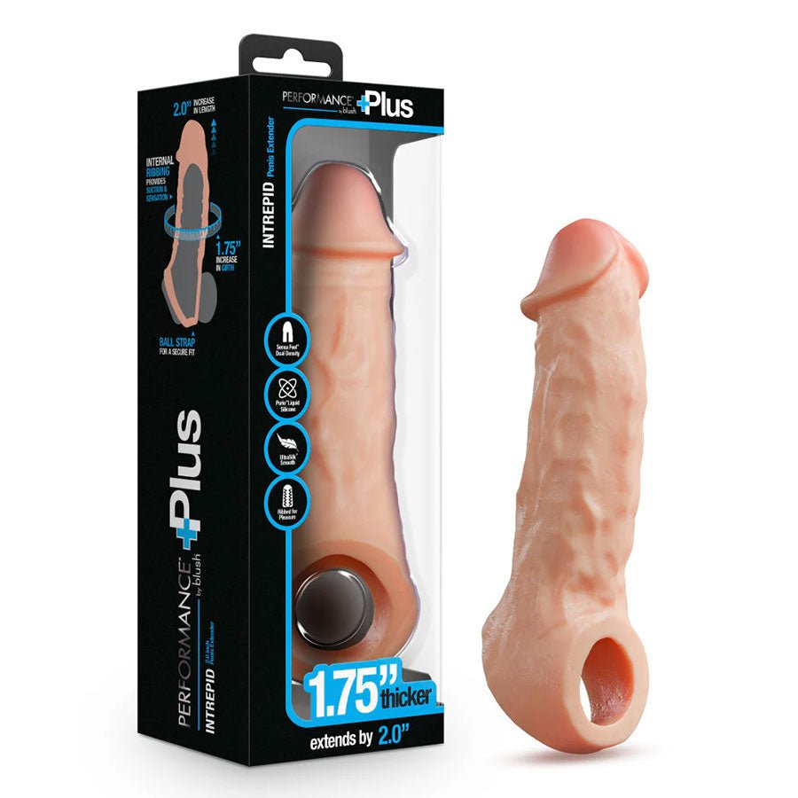 Intrepid 9.25 Inch Realistic Dual Density Silicone Penis Extender Sleeve、mySite、bottomscart