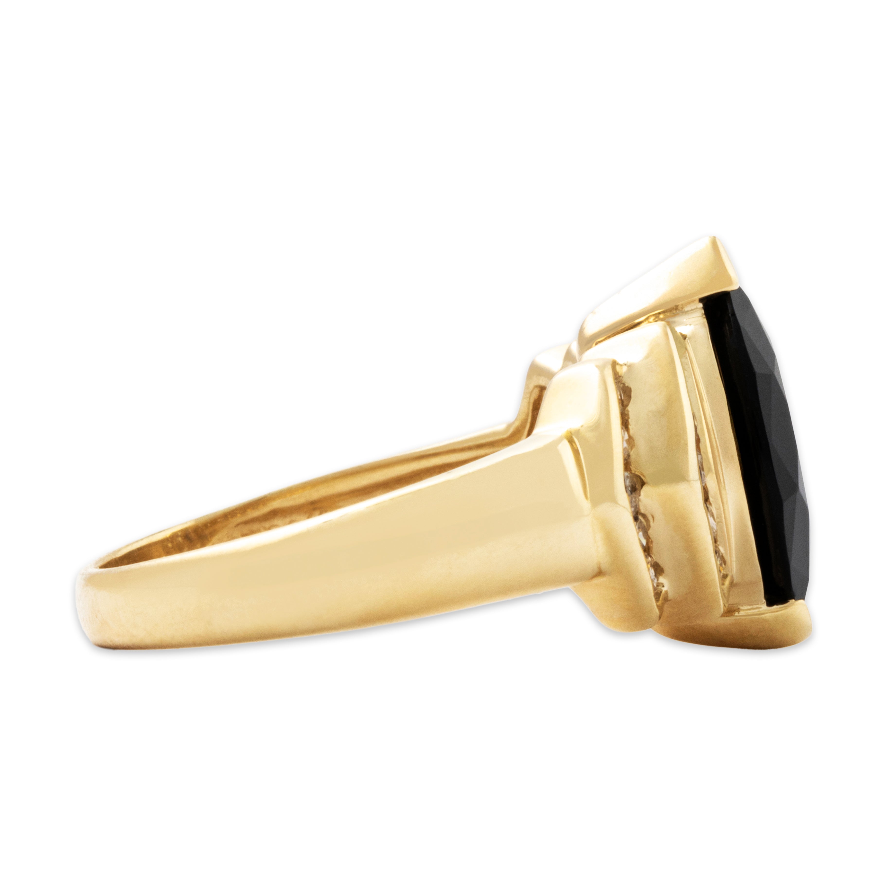 Vintage 14k Yellow Gold Onyx .32cttw Diamond Flashing Statement Ring 7.00、mySite、hinf8tx79