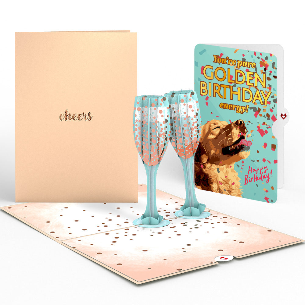 Champagne Toast Birthday Pop-Up Card and Golden Energy Sentiment Set、mySite、solidvoid
