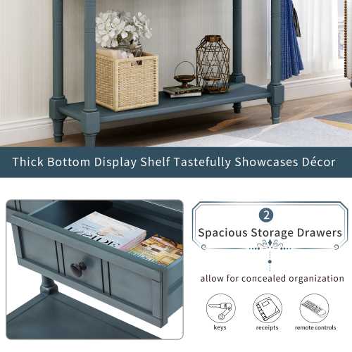 TREXM Daisy Series Console Table Traditional Design with Two Drawers and Bottom Shelf (Espresso)、、casual