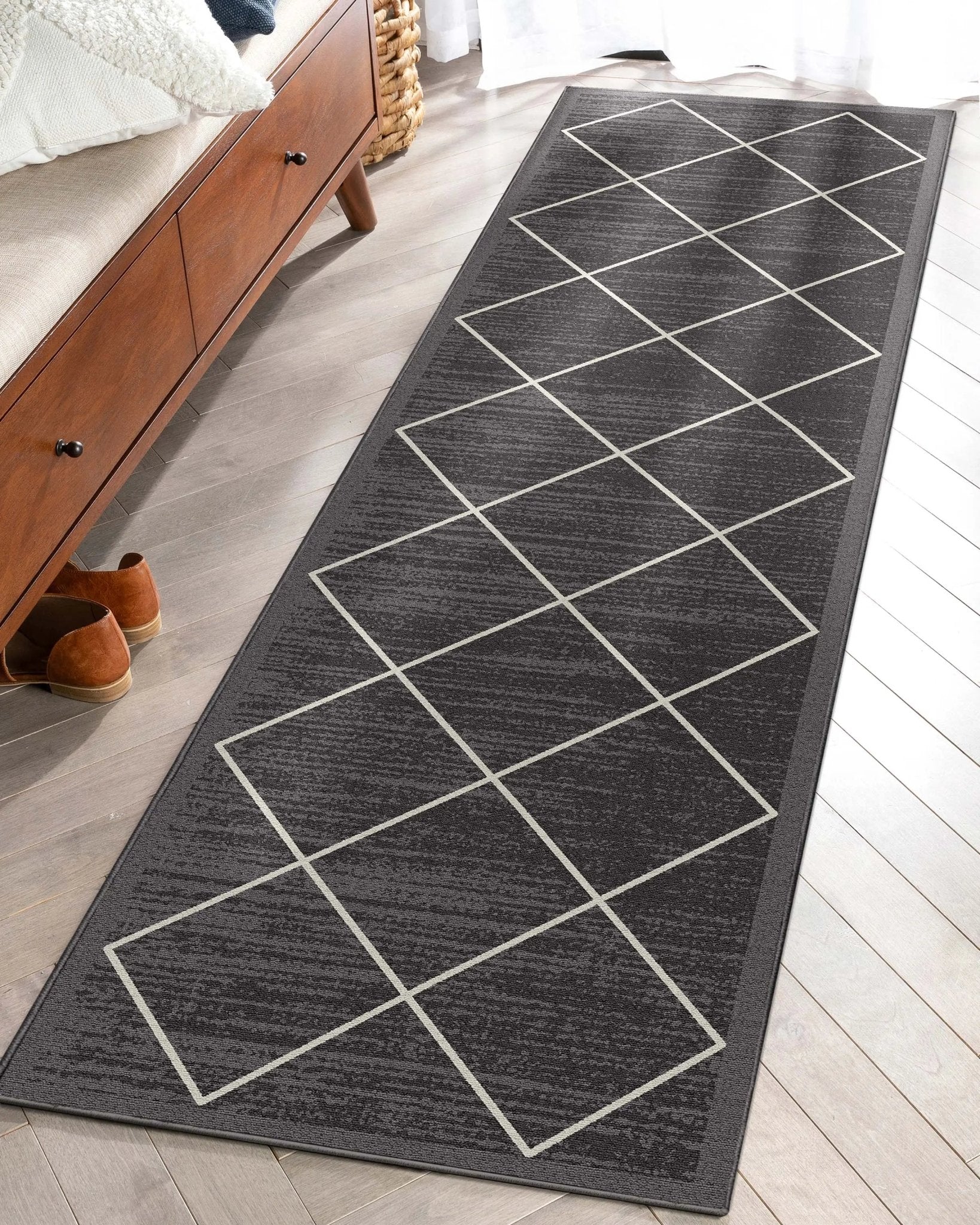 Clover Grey Modern Trellis Flat-Weave Cotton Backing Rug、mySite、gigharbornorthrealestate