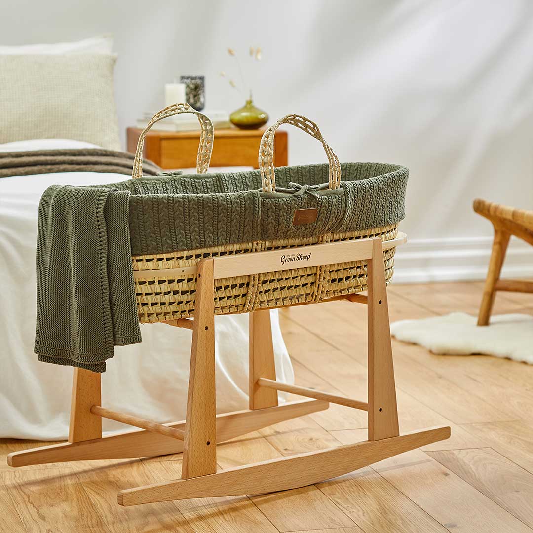  The Little Green Sheep Natural Knitted Moses Basket + Mattress - Juniper、mySite、merchandisen