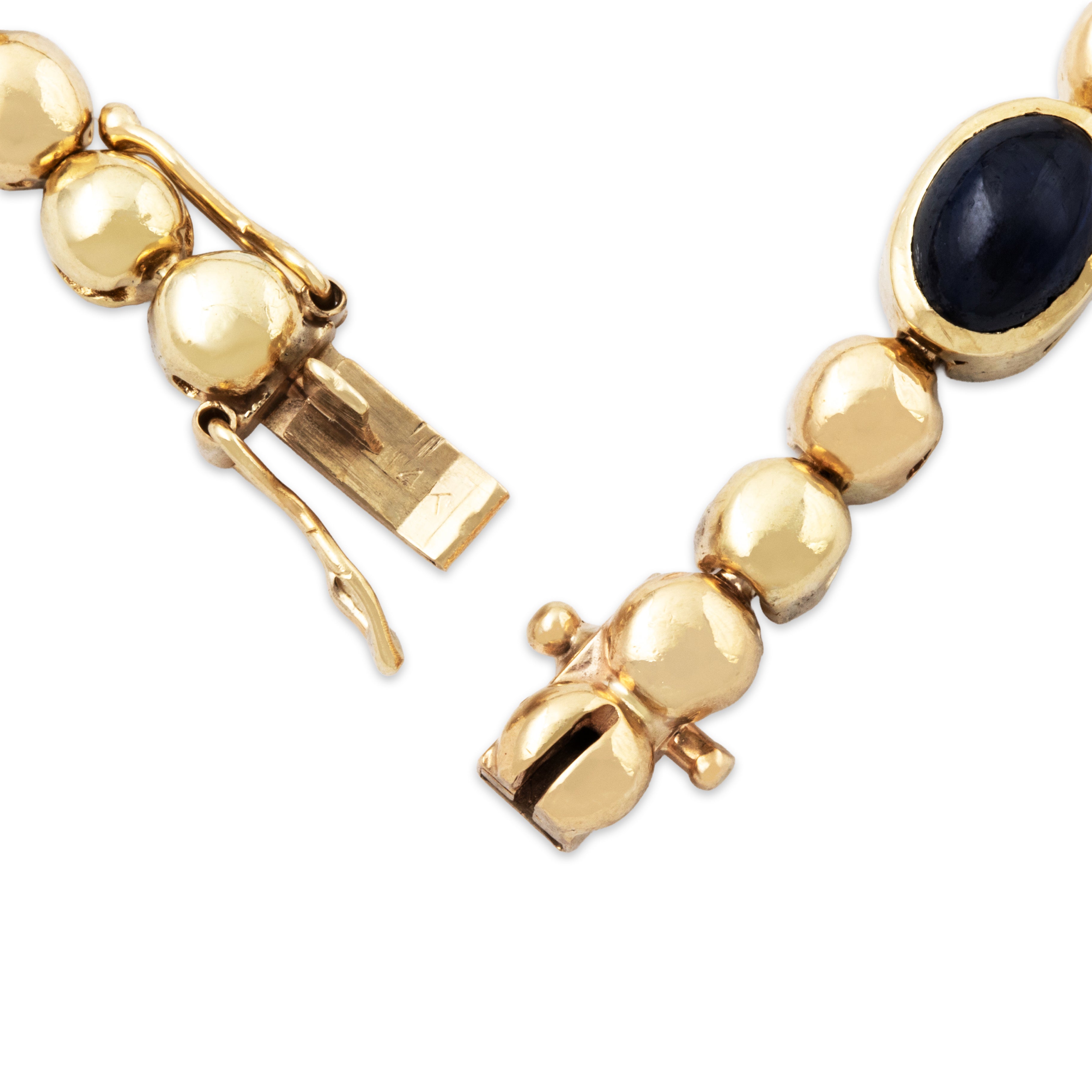 Vintage 14k Yellow Gold Ruby Sapphire Emerald Cabochon Link Bracelet 6.75、mySite、hinf8tx79