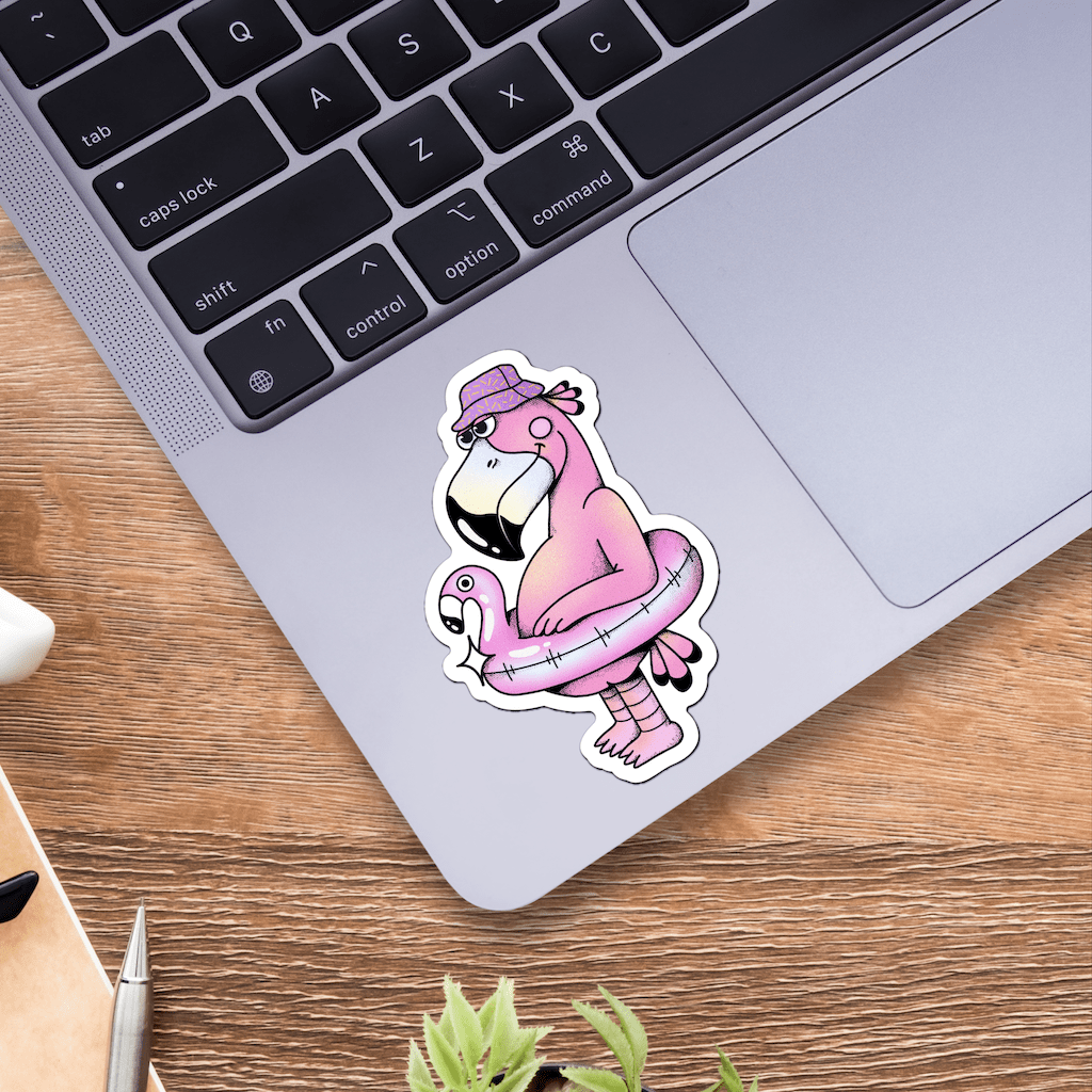  Flamingo In A Floatie Sticker、mySite、ghnorth