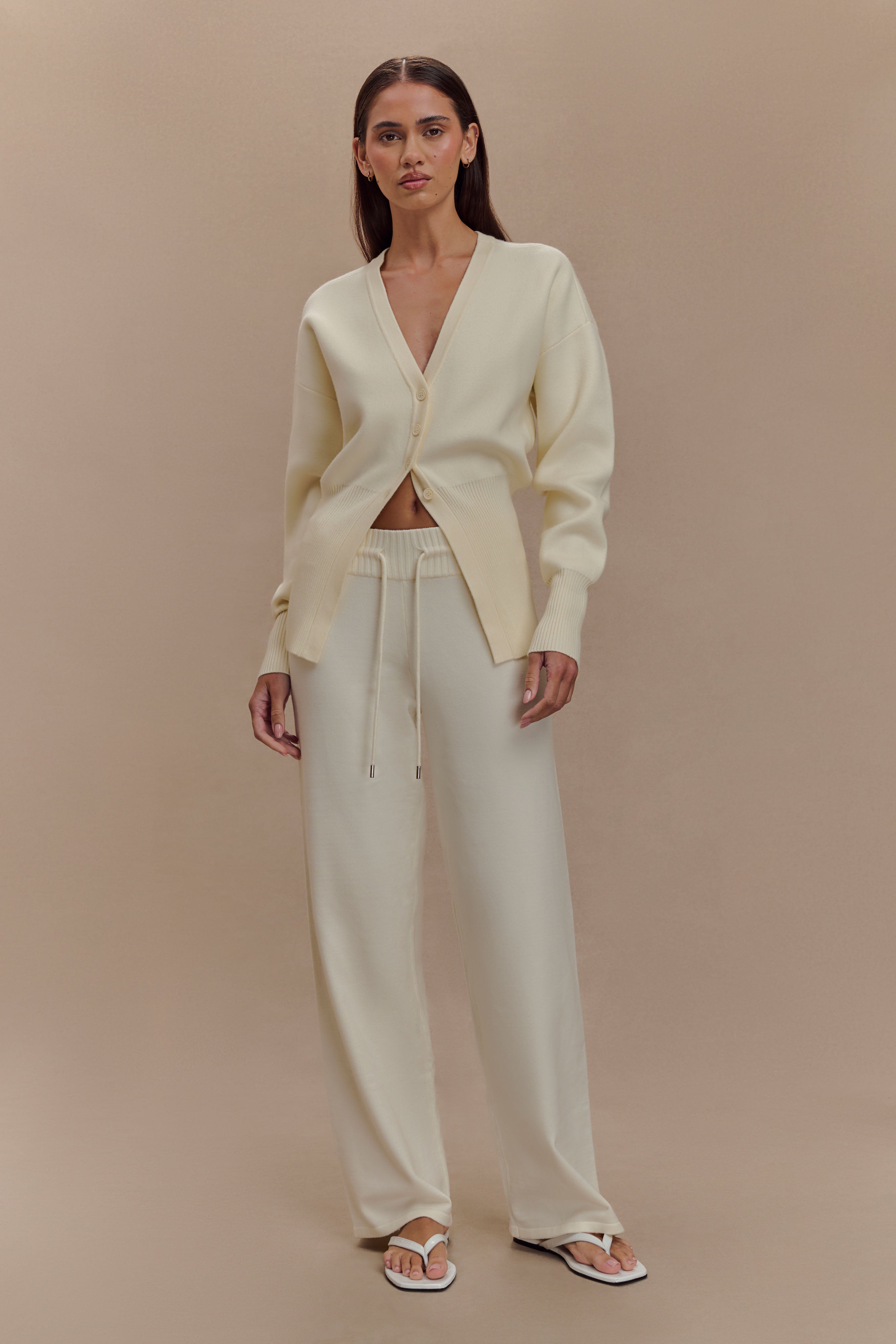 Alexia Buttoned Oversized Cardigan - Ivory、mySite、solidvoid