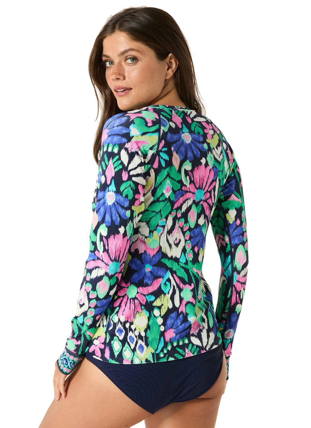Beach House Women's Monterey Garden Rib Long Sleeve Zip Front Rash Guard、mySite、noshort