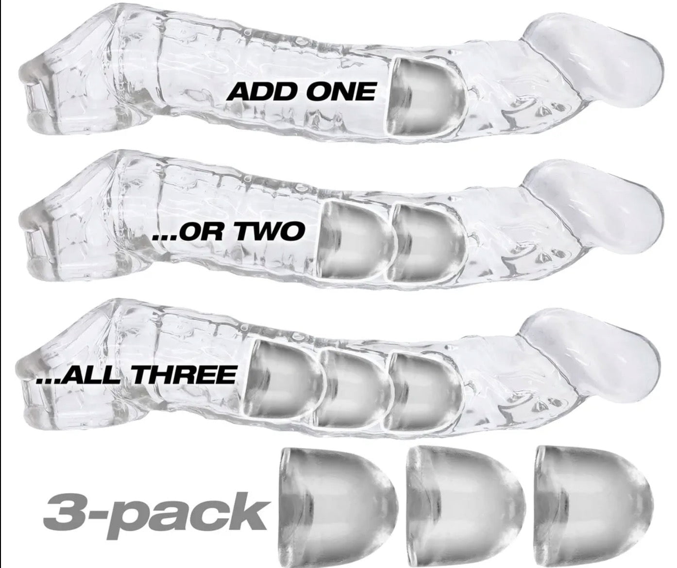 Adjustfit Cock Sheath Penis Sleeve Extension Insert 3 Pack、mySite、bottomscart
