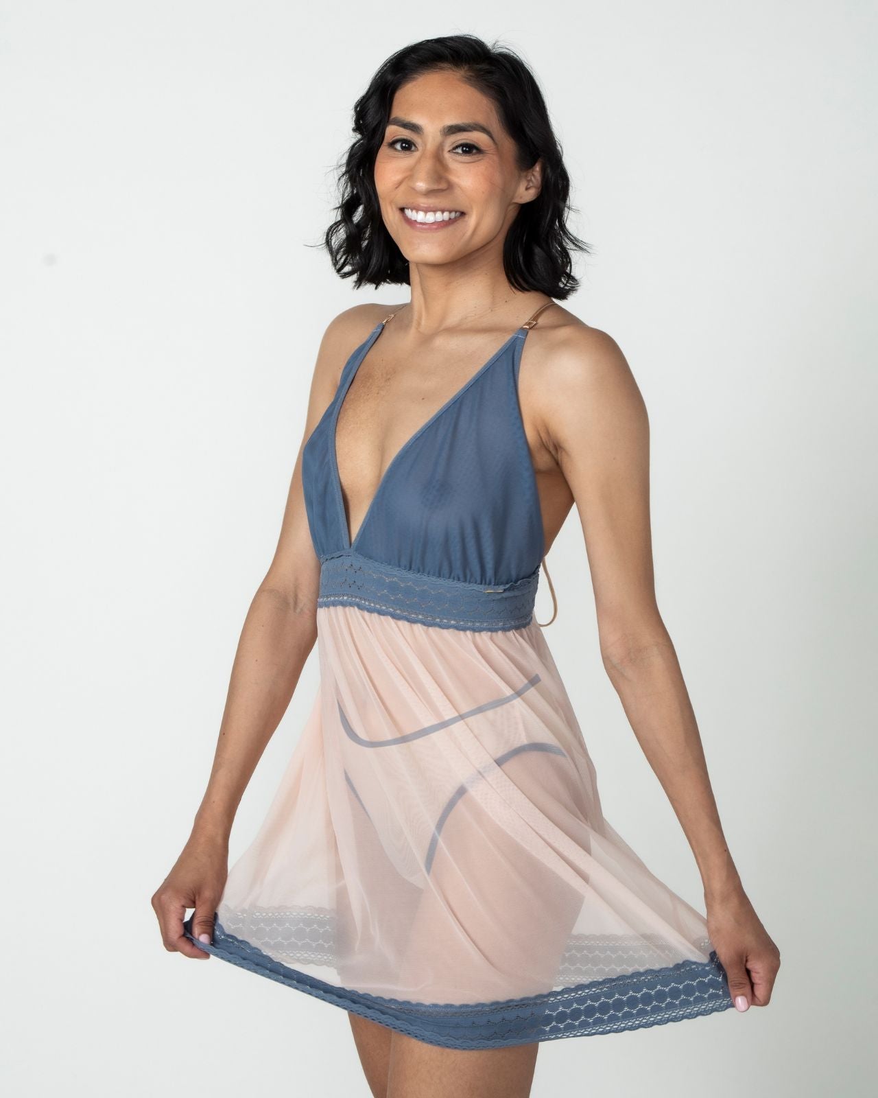 Slate Narmda Mesh Babydoll Dress、mySite、bengalsvssteelers